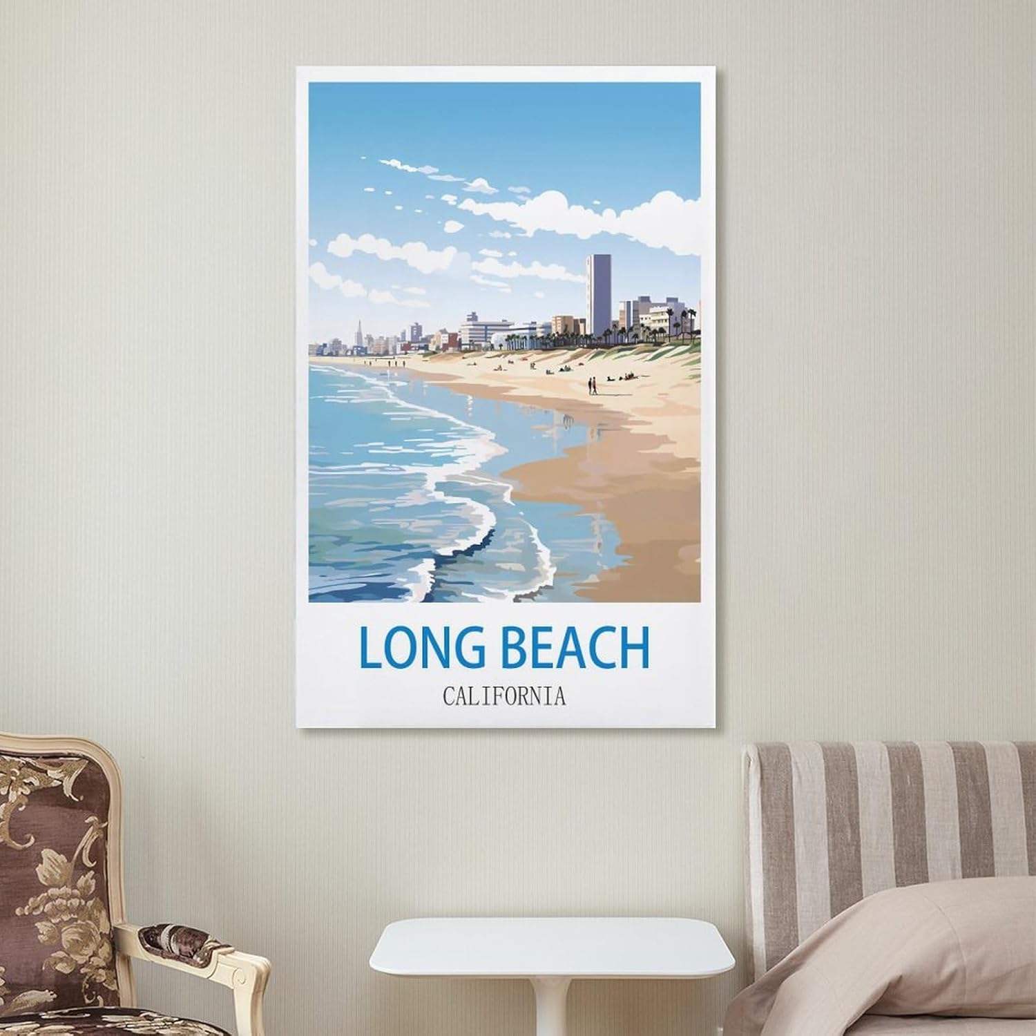Long Beach California – Pósteres de viaje vintage de ciudad de 20 x 30 pulgadas (19.7 x 29.5 in) para pared, pintura en lienzo para sala de estar,
