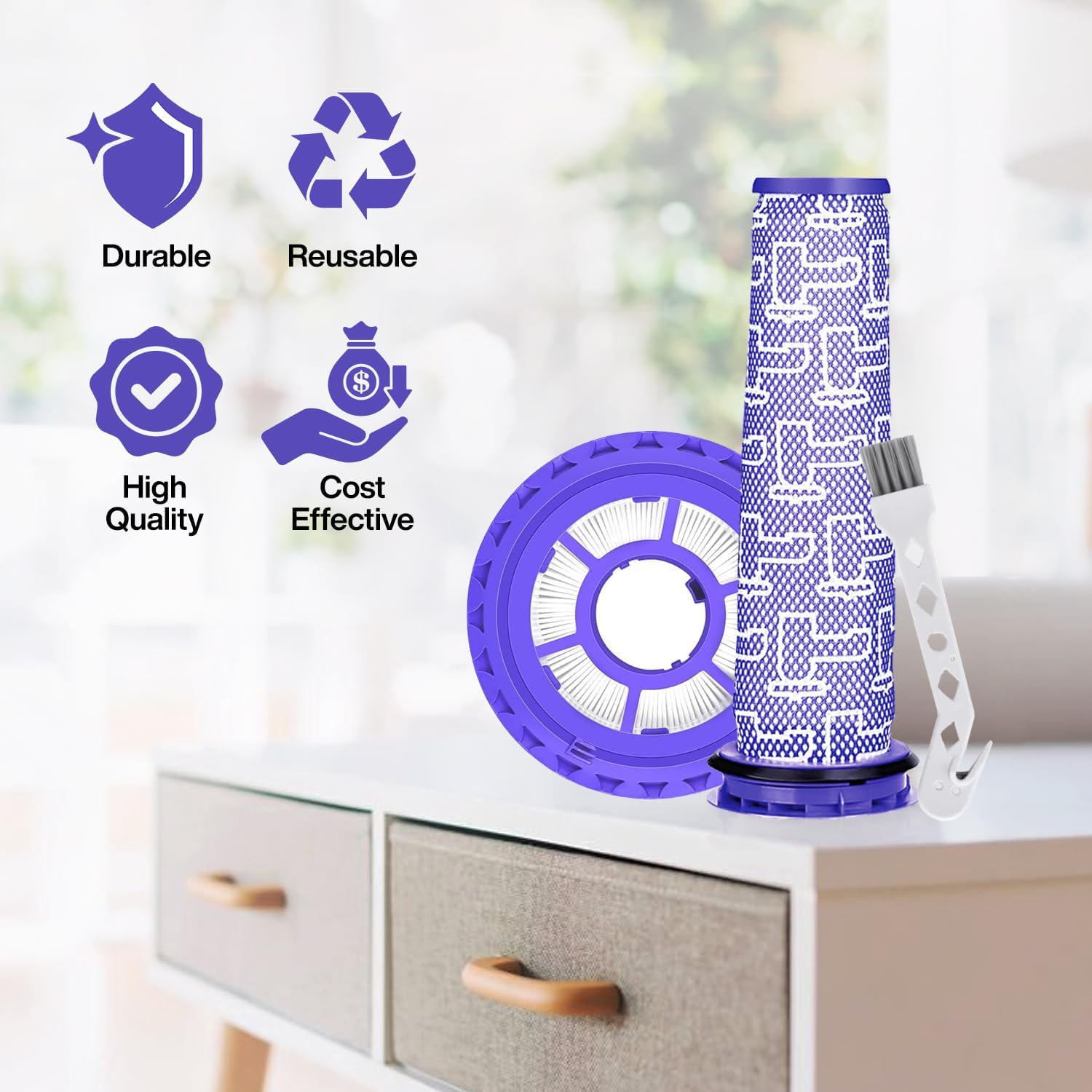 Paquete de 4 piezas de repuesto para filtros de vacío Dyson DC41, DC65, DC66, UP13, UP20, UP30 Animal, Multi Floor & Ball Vacuum  2 filtros de