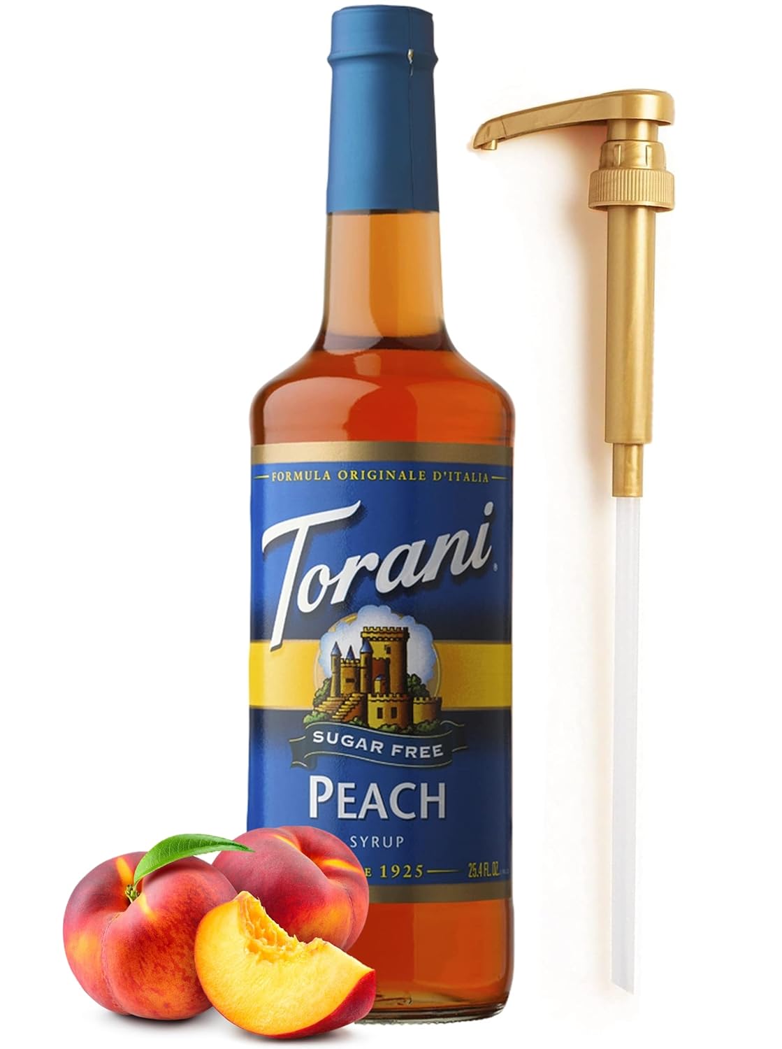 Fresh Finest Pump – Jarabe con sabor a durazno sin azúcar, 25 4 onzas de jarabe de durazno