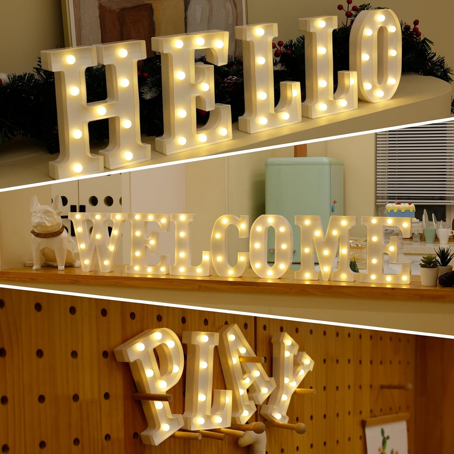 Letrero LED de marquesina, letrero luminoso de 26 letras del alfabeto, letras LED que funcionan con pilas, para luz nocturna, bodas, cumpleaños,