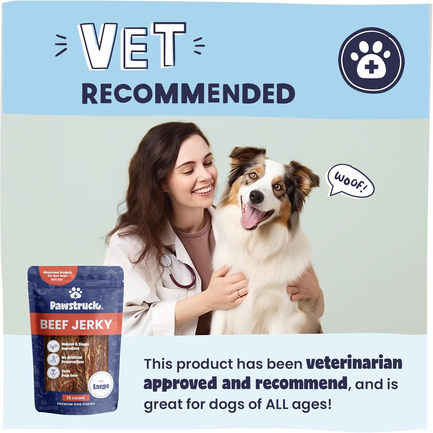 Pawstruck Masticables de carne seca de res prémium para perros, tiras grandes de 10 pulgadas  Apoya la salud de la cadera y las articulaciones