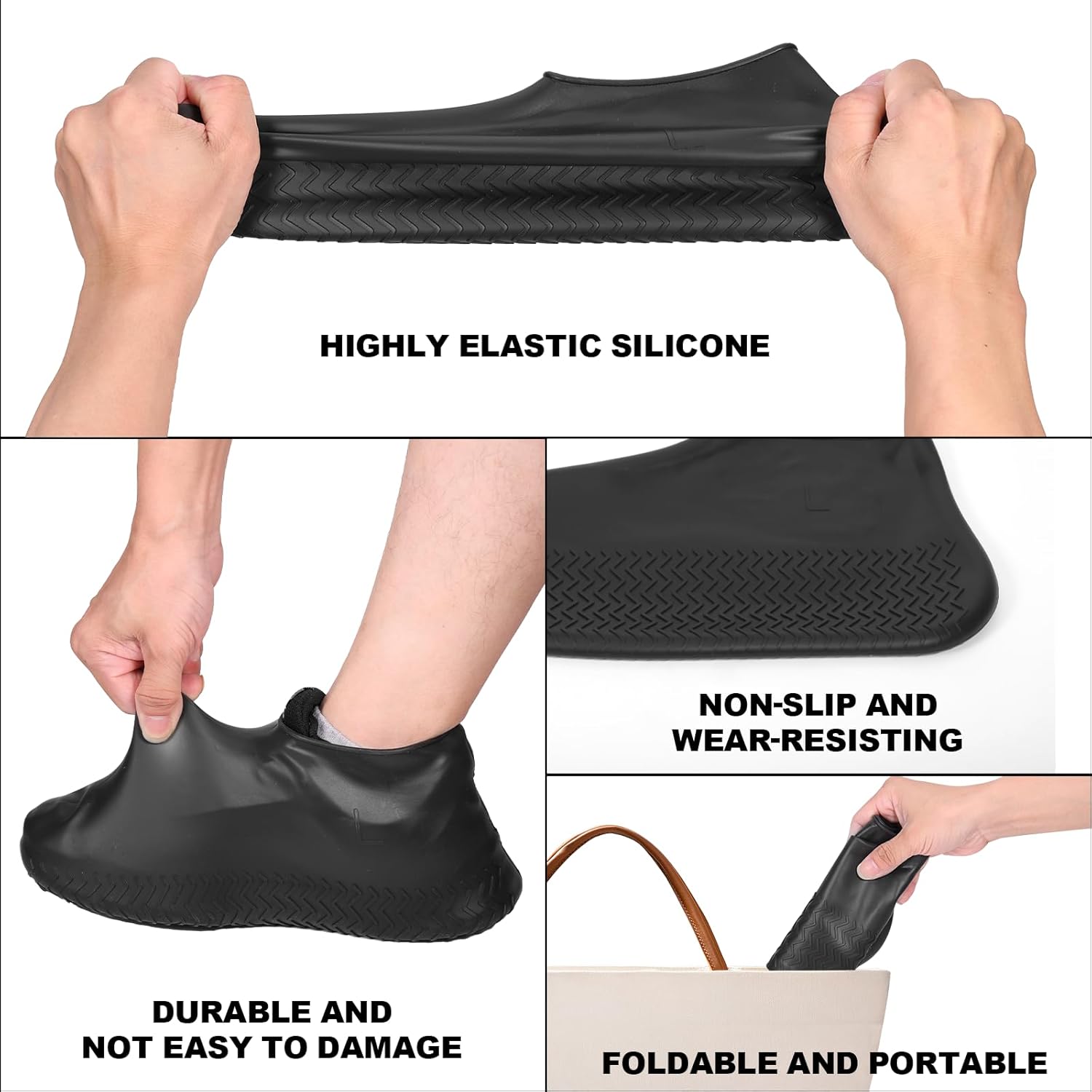 Fundas para zapatos, fundas impermeables para zapatos para lluvia, fundas de silicona reutilizables antideslizantes para zapatos, protectores de
