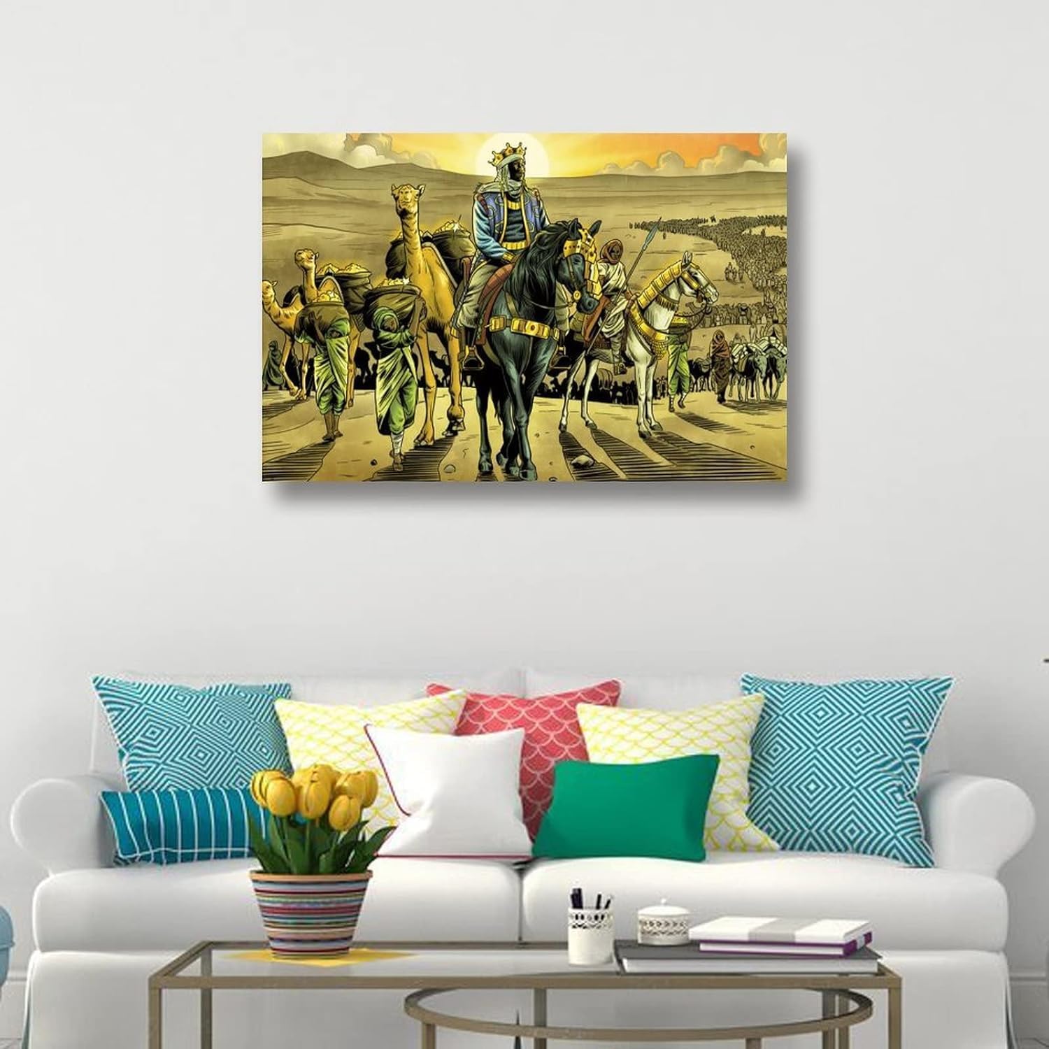Mansa Musa – Póster de pintura en lienzo para pared, sala de estar, dormitorio, decoración moderna al óleo (marco, 08 x 12 pulgadas)