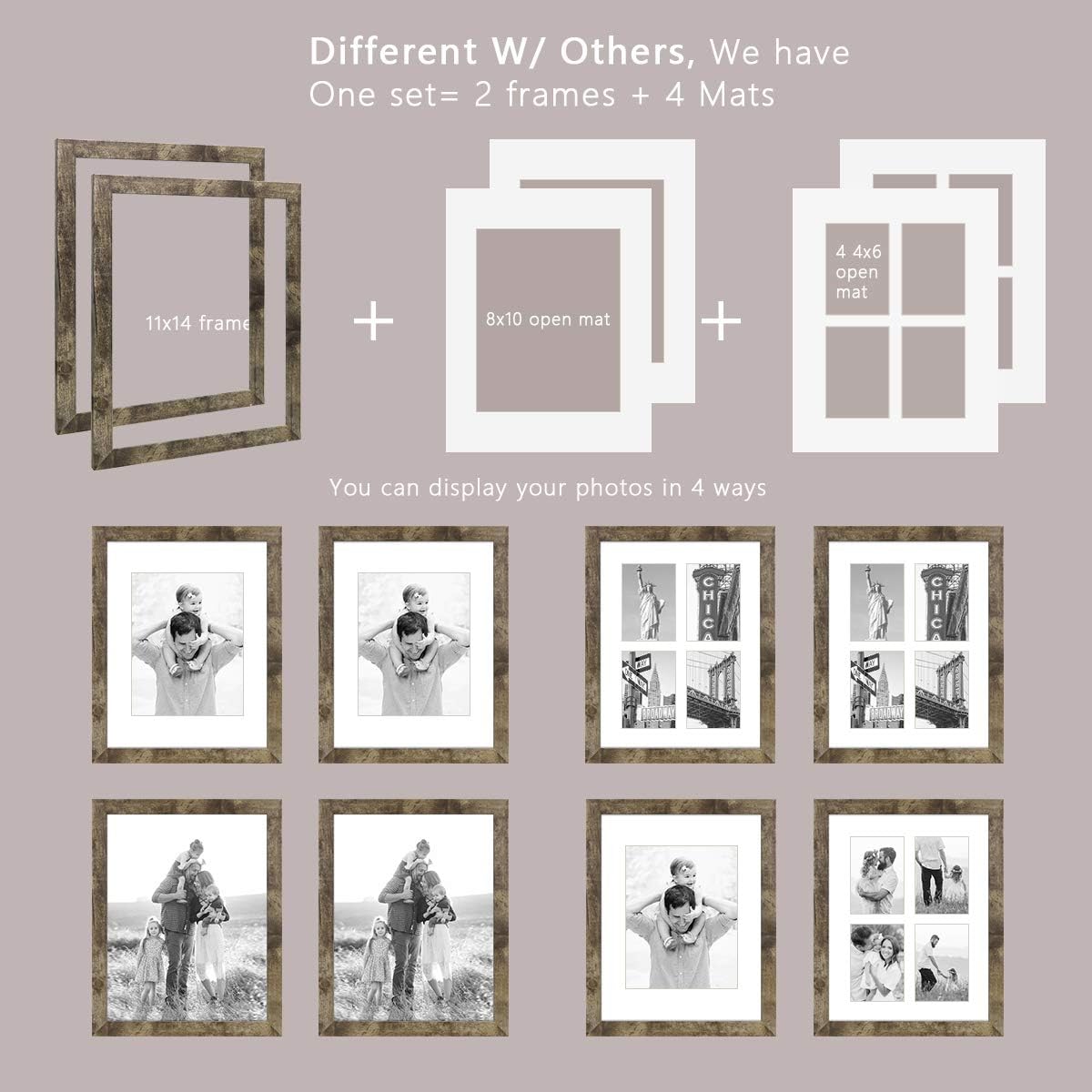 Hap Tim – Marco de fotos de madera rústicos para decoración de mesa o pared