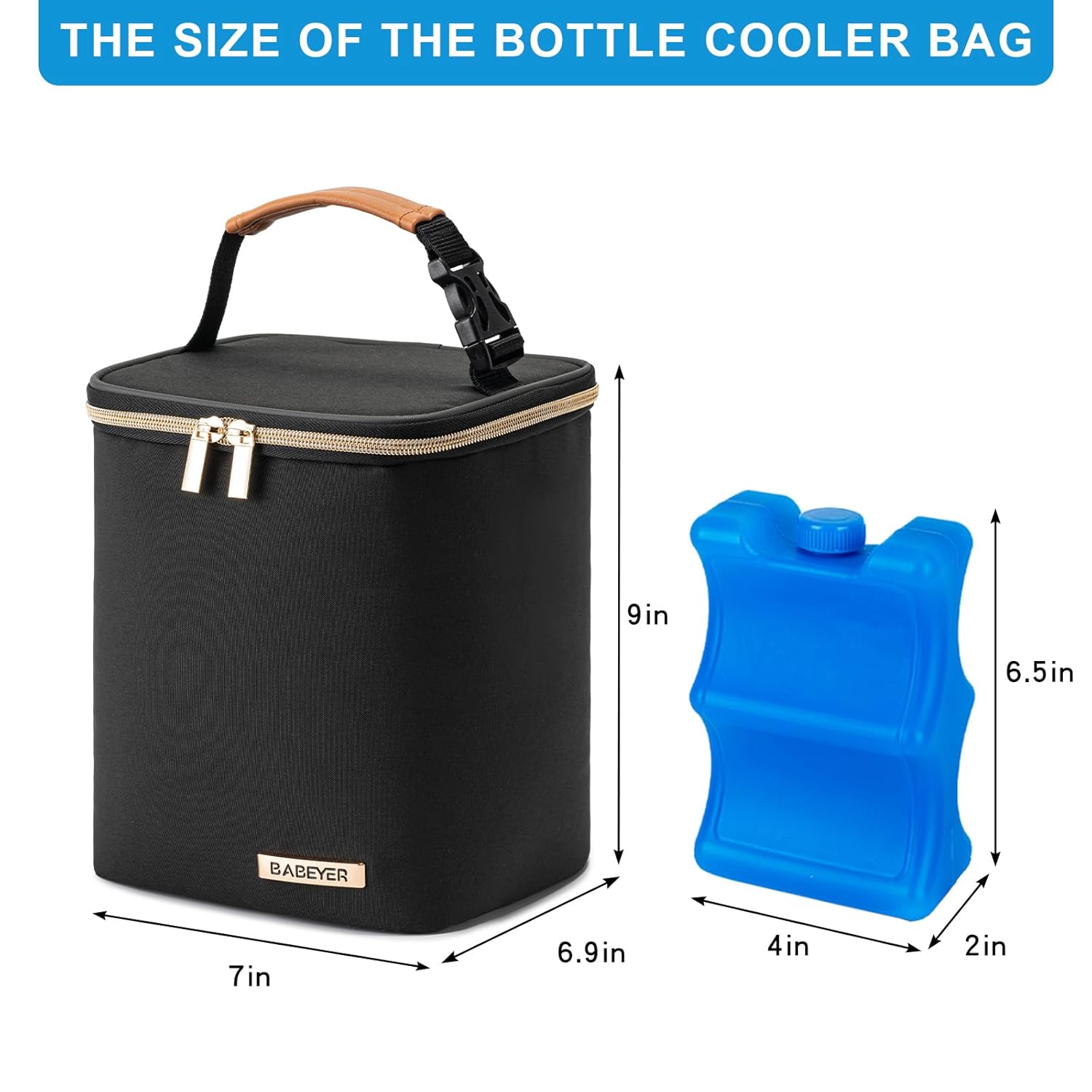 Bolsa enfriadora de leche materna con bolsa de hielo para 4 biberones de hasta 9 onzas, bolsa enfriadora de biberones adecuada para madres