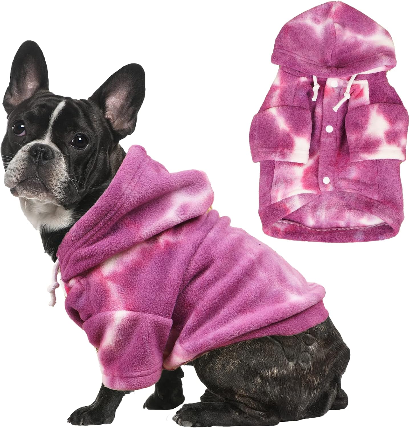 Mklhgty Ropa de perro con capucha de teñido anudado, abrigo de invierno para mascotas, sudaderas para cachorros para perros pequeños, niños y niñas