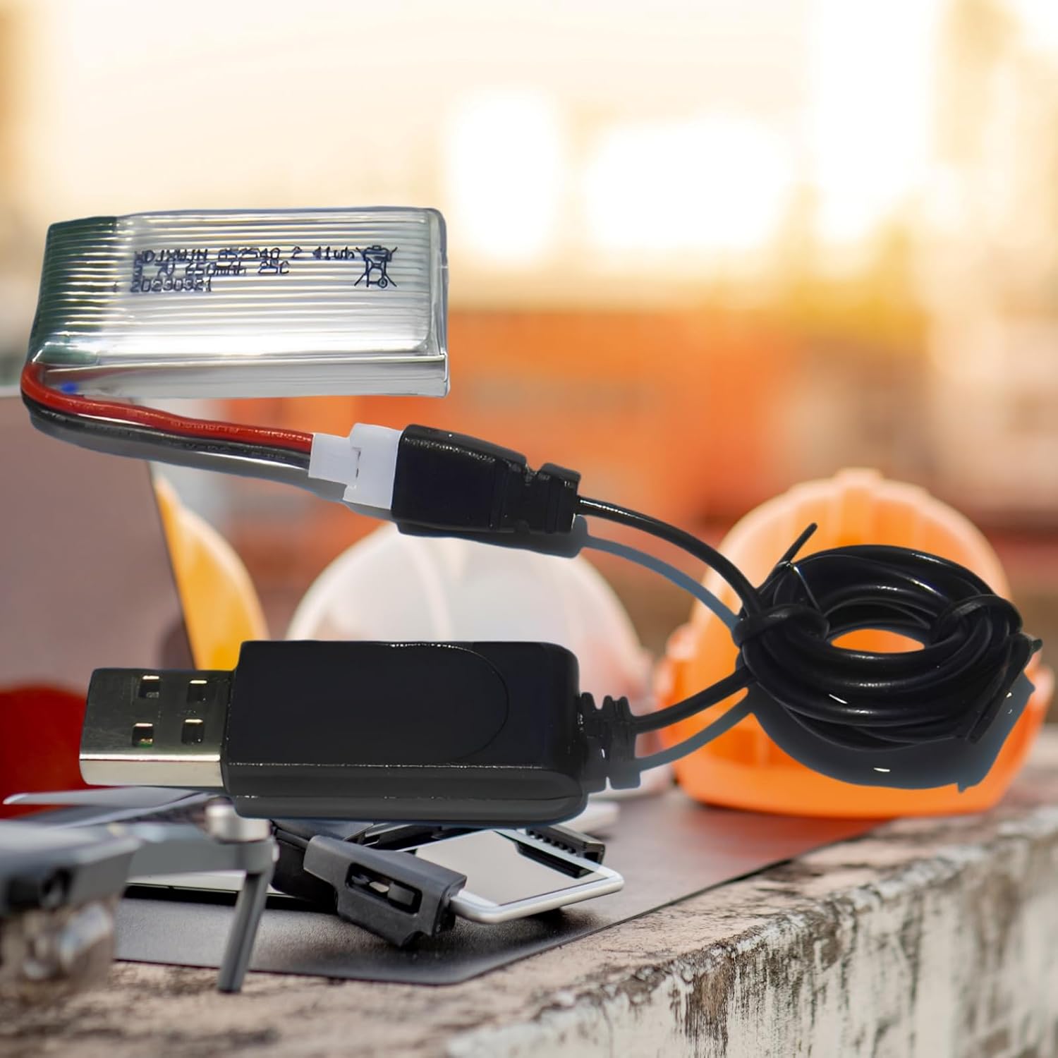 Batería de dron de 2 piezas de 650 mAh 3.7 V y cargador USB para SYMA X5 Serial UVA Quadcopter Drone, por ejemplo SYMA X5C, X5SW, X5SC, WLtoys V252,