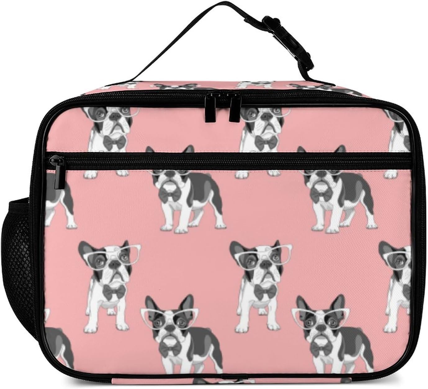 Lindos cachorros de bulldog francés reutilizable, lonchera aislada, bolsa enfriadora, contenedor de comida para mujeres, niños, escuela, camping,