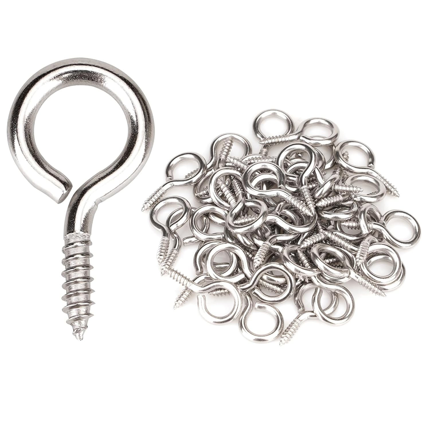 50 tornillos de ojo de acero inoxidable 304 de 1 pulgada, tornillo resistente, ganchos de ojo, tornillos de ojo, ganchos de ojo, para interiores y