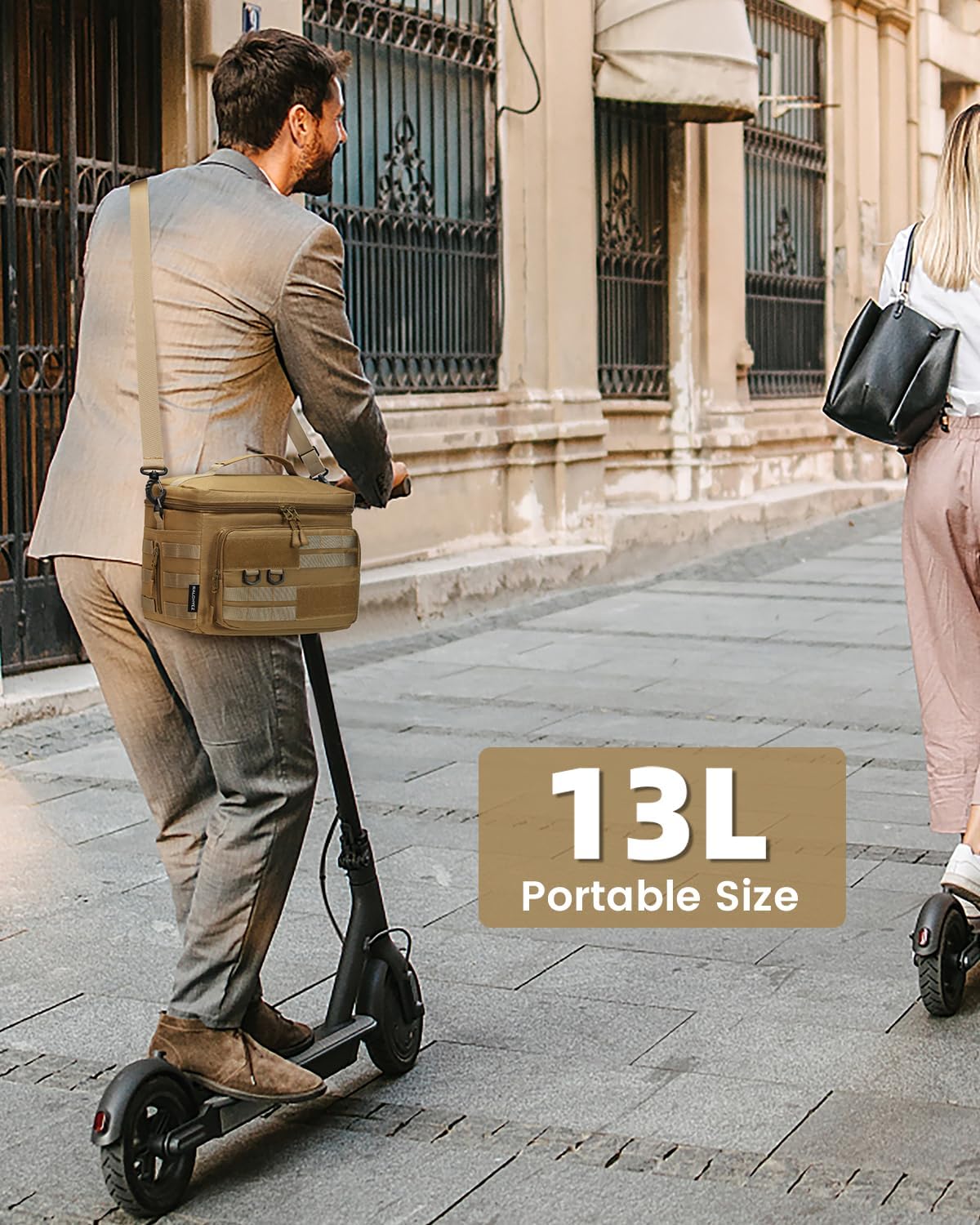 RalChyez Lonchera táctica, bolsa de almuerzo aislada grande de 13 L, con correas Molle, a prueba de fugas, con correa para el hombro, para adultos,