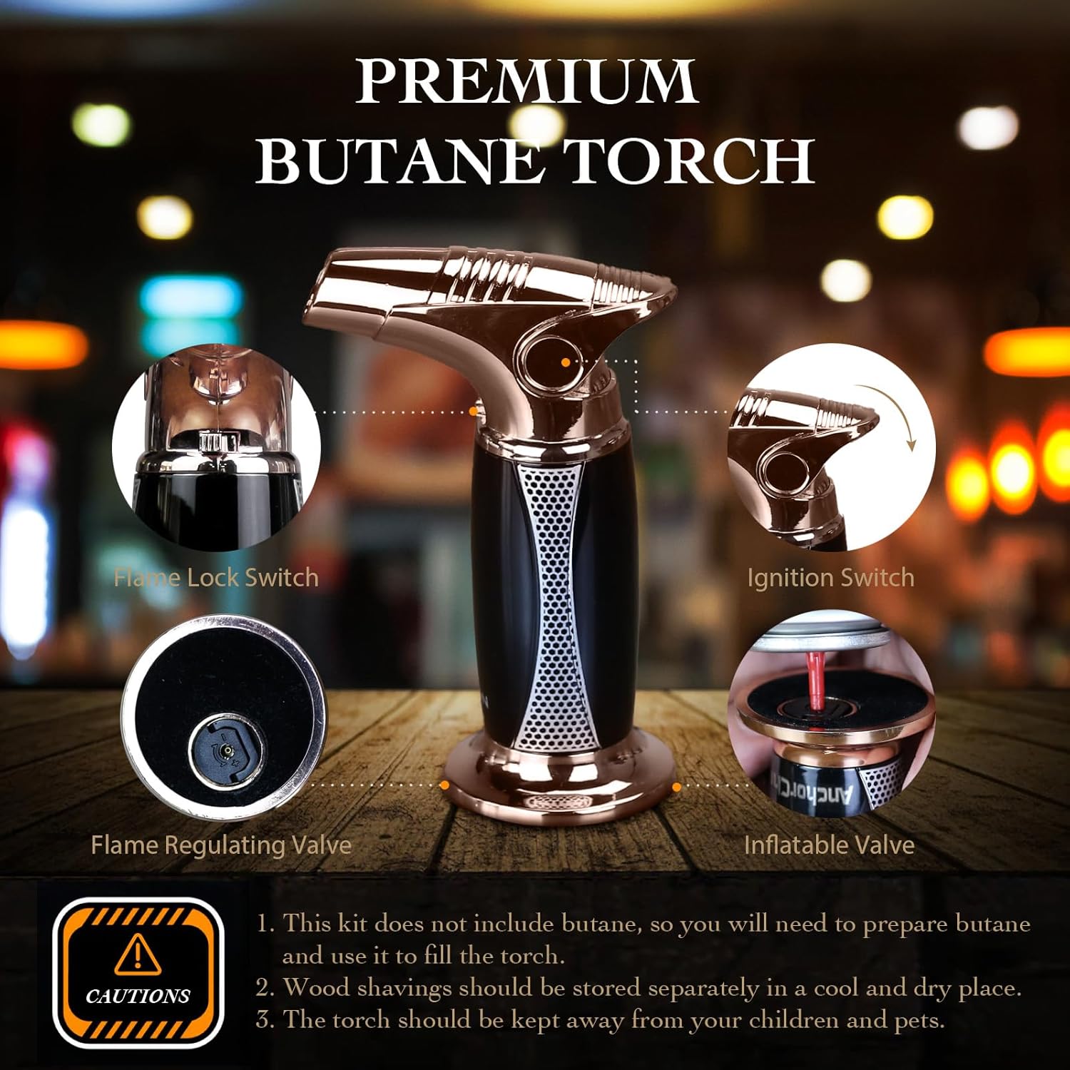 Kit de ahumador de cóctel con antorcha, kit de cóctel antiguo de 6 sabores, kit de infusor de bebida de whisky bourbon con piedras de hielo, regalo