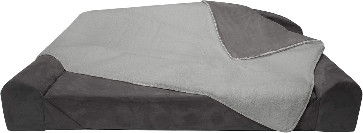 Manta de cama Furhaven para mascotas como perros y gatos  Manta térmica de rizo impermeable y lana de cordero sintética, auto calentable, para