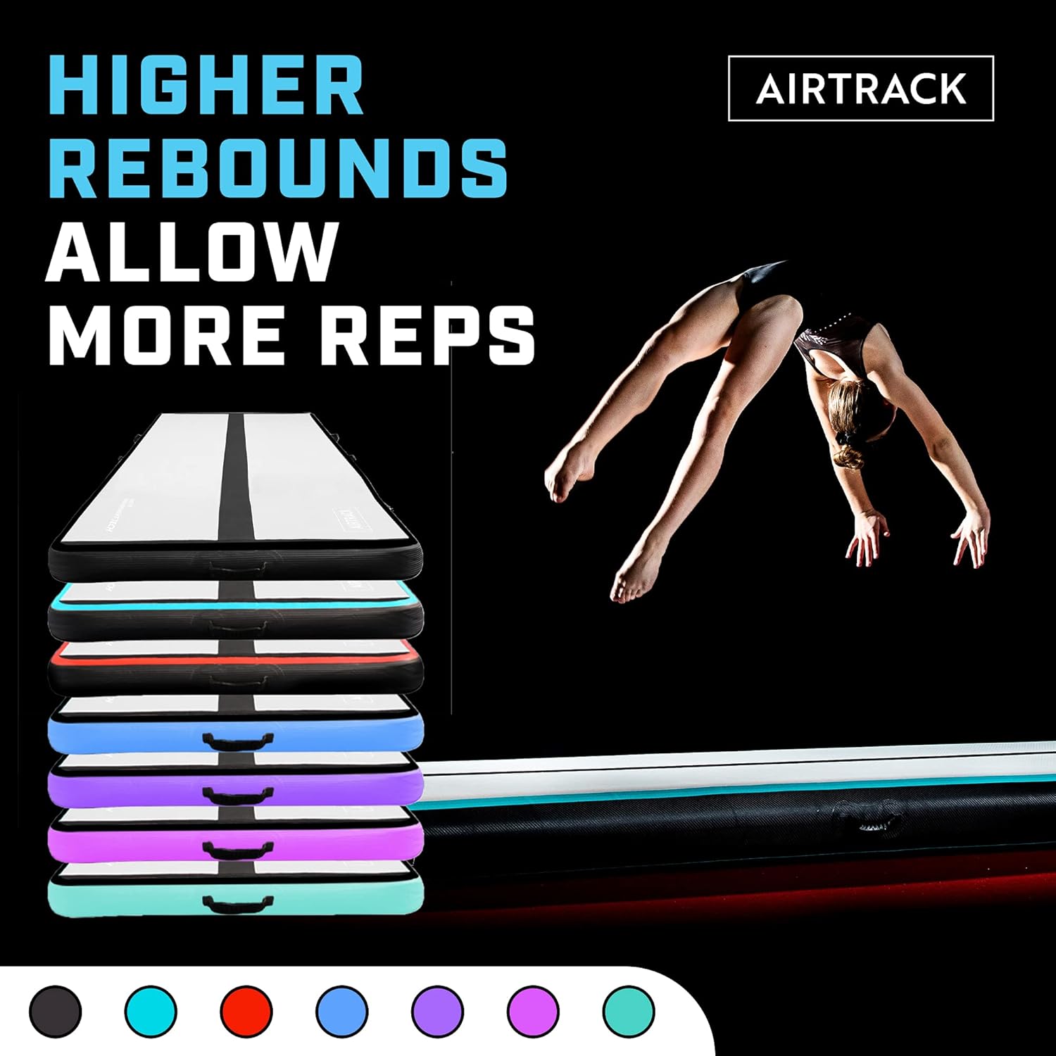 AirTrack Tapete inflable de gimnasia con bomba de aire, 3 pies, 10 pies, 13 pies, 16 pies, 20 pies, tapete de aire grueso para yoga, animadoras,