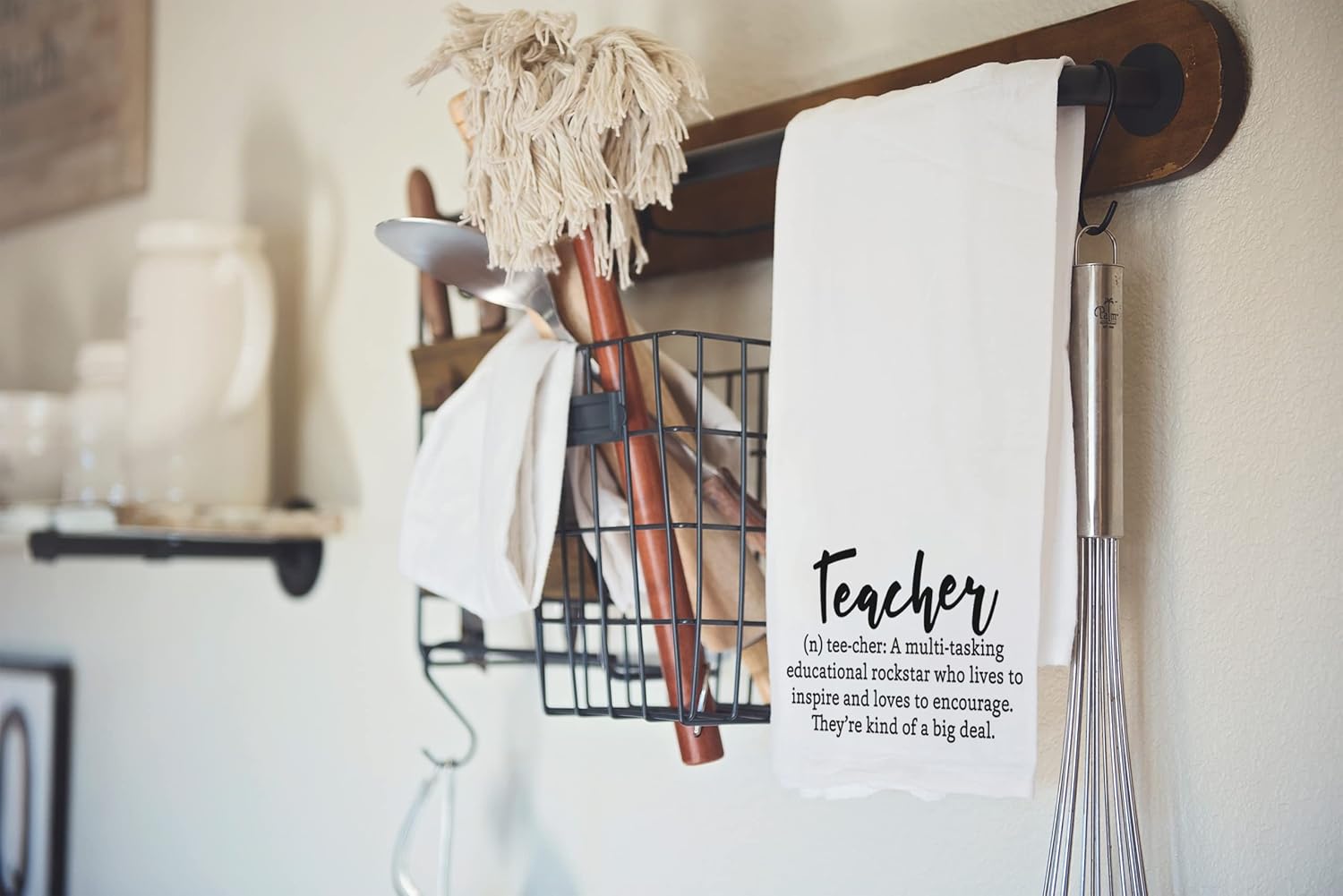 Handmade Teacher Kitchen Towel – Definition of a Teacher – 100% Cotton Hand Towel for Teacher Appreciation – 28×28 Inch Perfect Teacher Gifts from