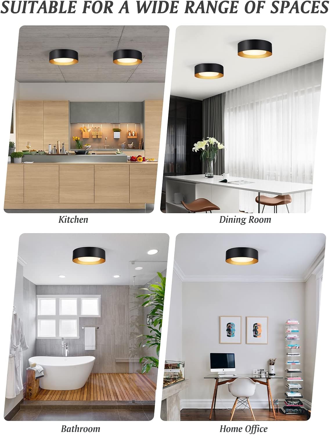 Vikaey Lámpara de techo moderna de montaje empotrado, 2 luces minimalistas cerca del techo, lámpara de techo acrílica para dormitorio, pasillo,