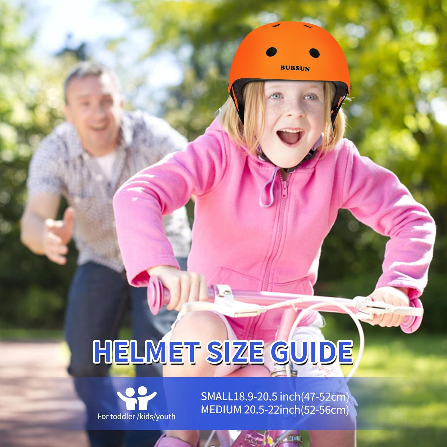 BURSUN – Casco de bicicleta para niños con ventilación y ajustable, para niños de 2 a 14 años, casco multideportivo para patineta, patinaje,