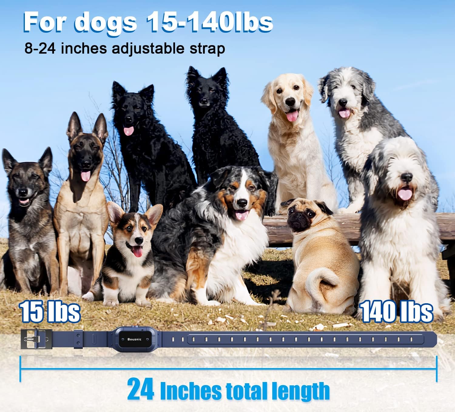 Bousnic Collar de choque para perro con control remoto, collar de entrenamiento electrónico de  milla para perros medianos y grandes, collar E