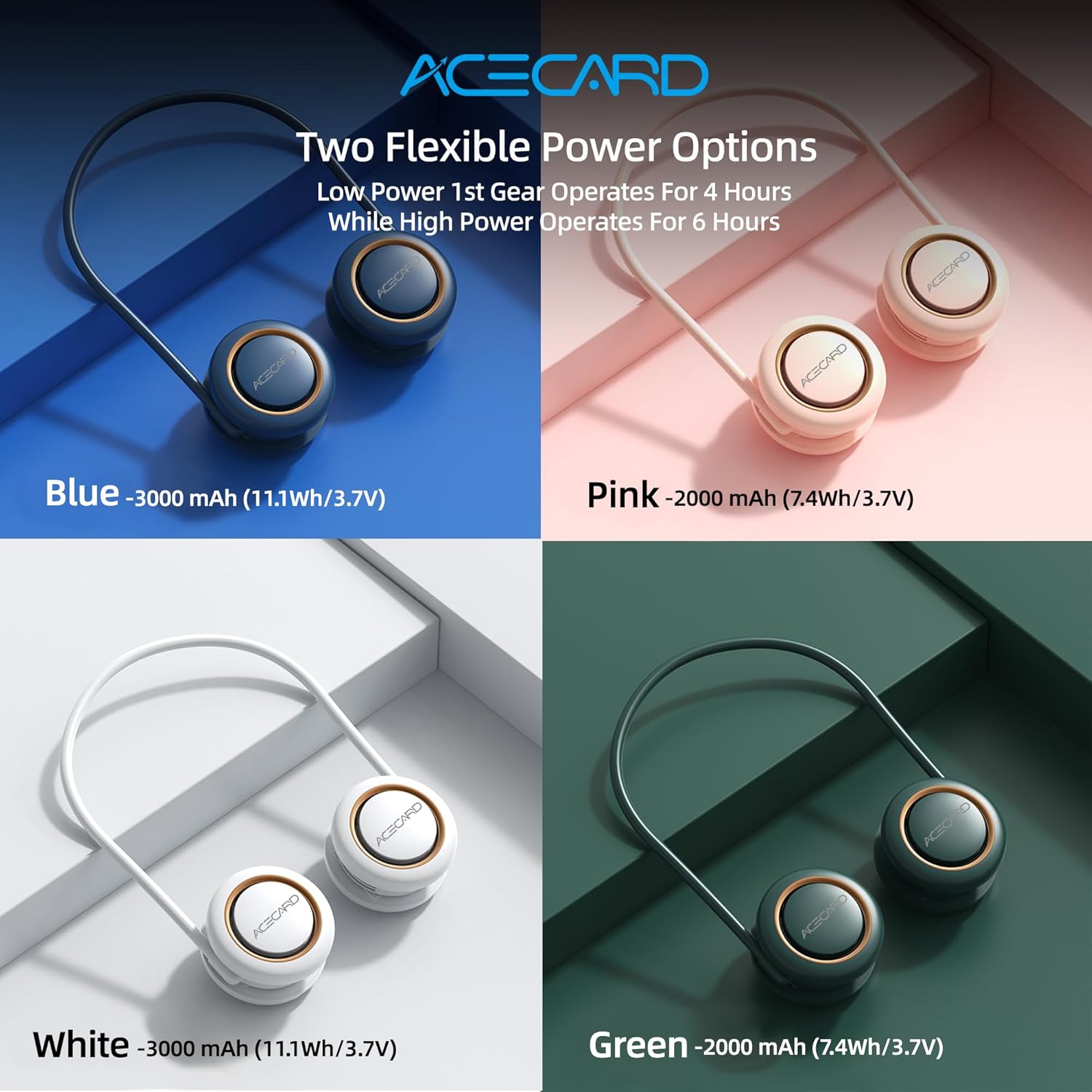 Portable Neck Fan  Bladeless Hanging Neck Fan Rechargeable  Hands Free Personal Fan for Outdoor, Sports, Travel (Blue)