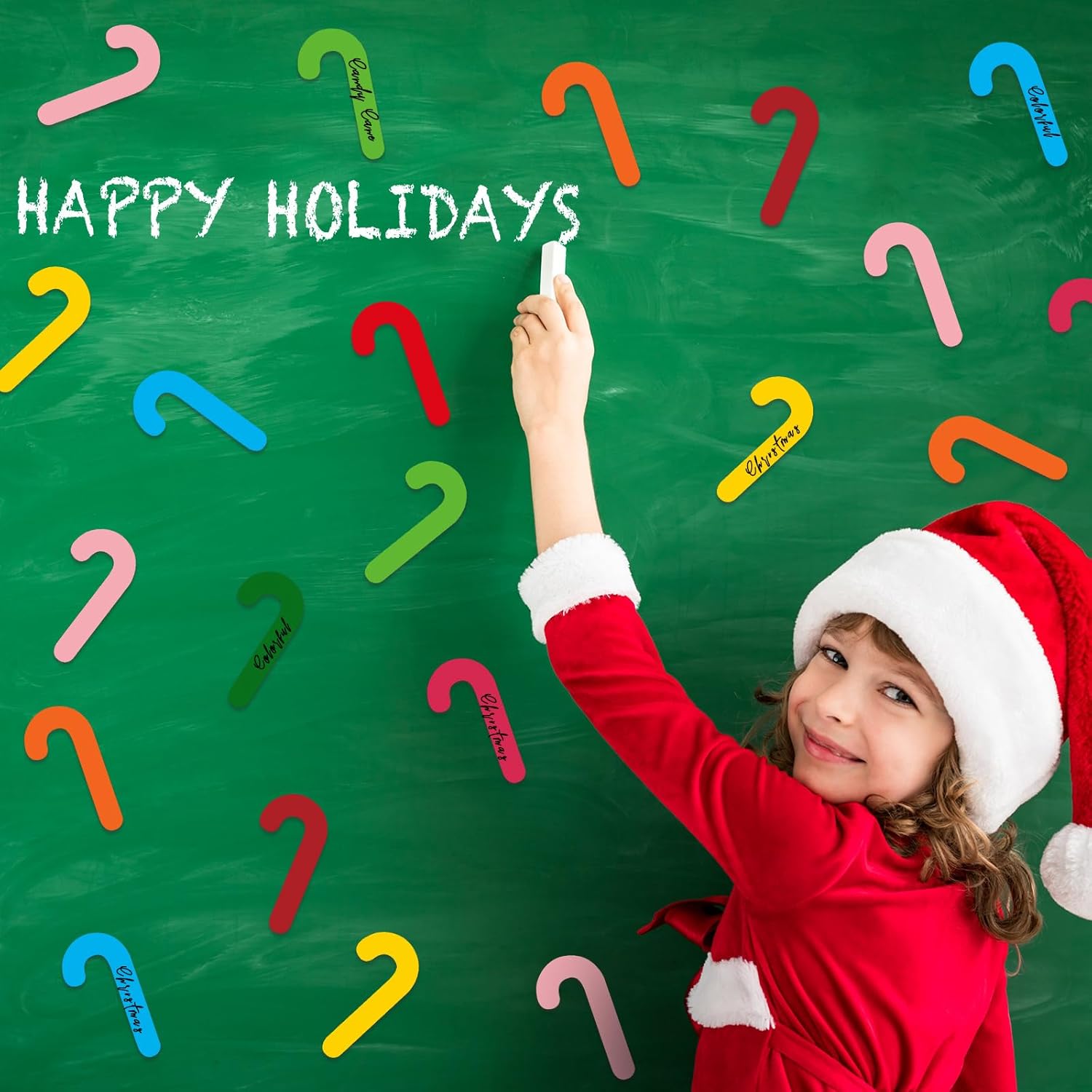 Geyee 108 piezas de recortes de bastón de caramelo de Navidad, varios recortes de Navidad, recortes de papel de bastón de caramelo para Navidad,