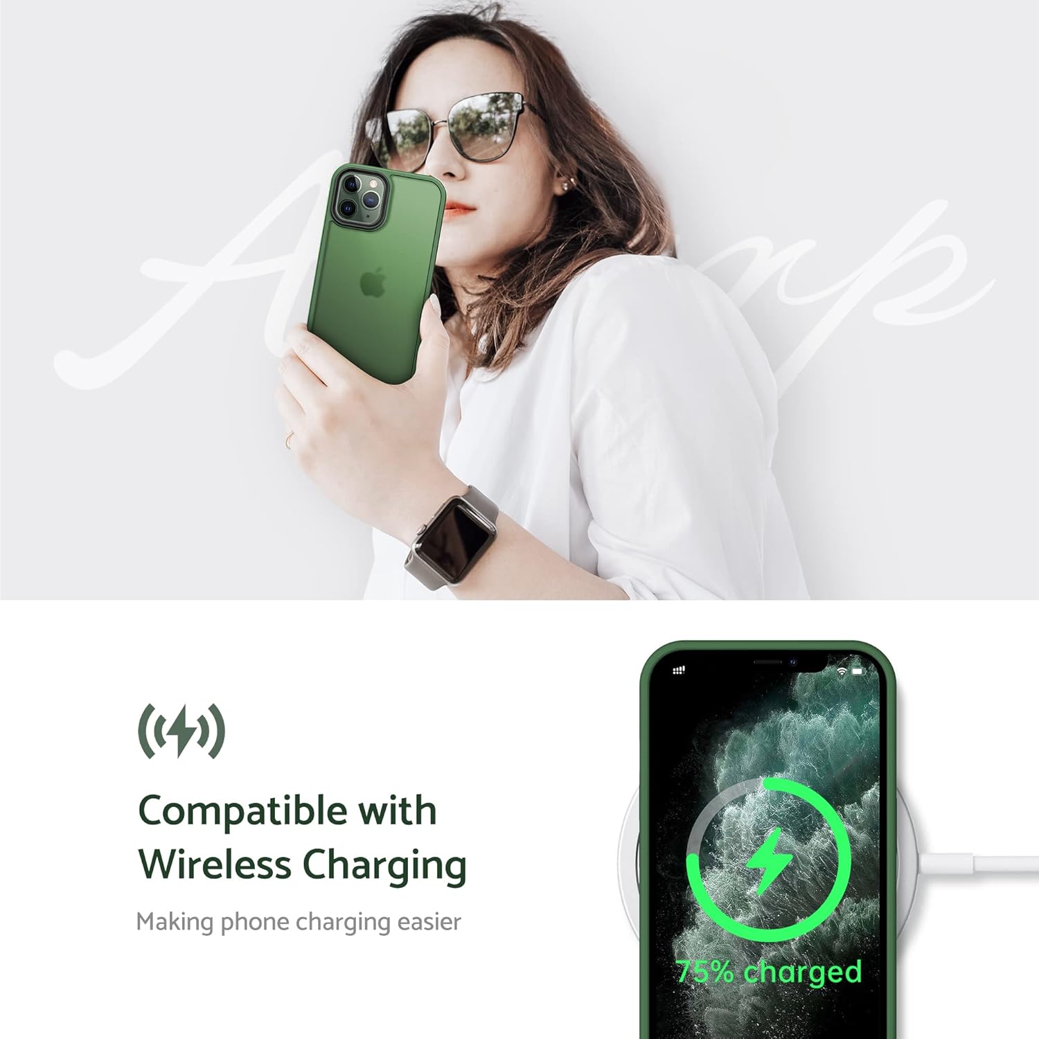 Anqrp Funda diseñada para iPhone 11 Pro Max, compatible con carga inalámbrica Funda delgada de silicona suave antiarañazos para iPhone 11 Pro Max de