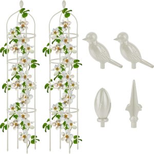 2 piezas de enrejado de obelisco de jardín para plantas trepadoras al aire libre, 6 pies, rosal, enrejado redondo para macetas, enrejados de flores 2 piezas de enrejado de obelisco de jardín para plantas trepadoras al aire libre, 6 pies, rosal, enrejado redondo para macetas, enrejados de flores
