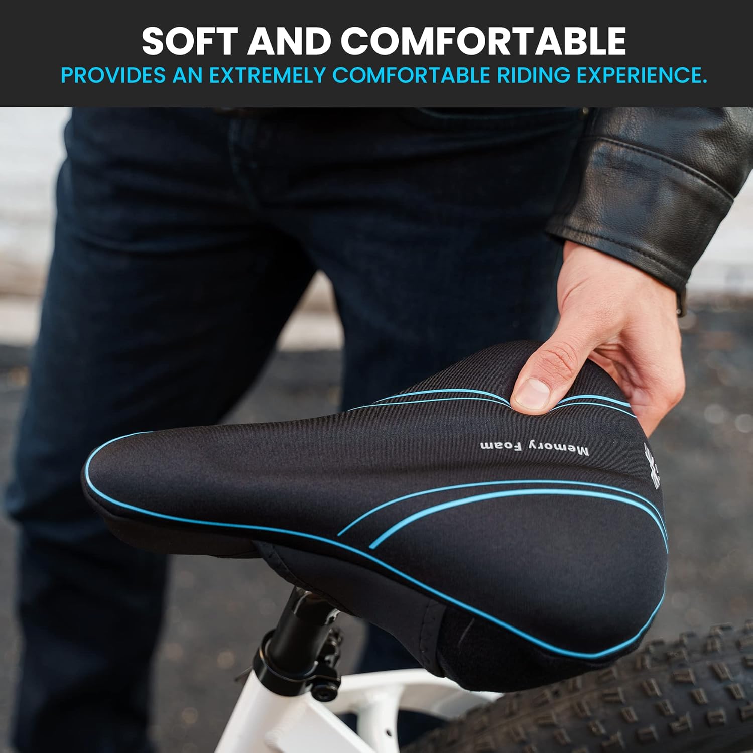 X Wing Funda de asiento de bicicleta acolchada con espuma viscoelástica o gel, sillín de bicicleta suave para hombres y mujeres, cómodo cojín