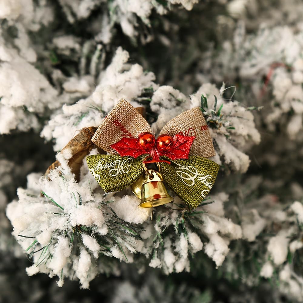 10 mini lazos de Navidad de 2 pulgadas, coronas de arpillera verde y rojo, lazos pequeños para decoración de árbol de Navidad para bodas, fiestas,