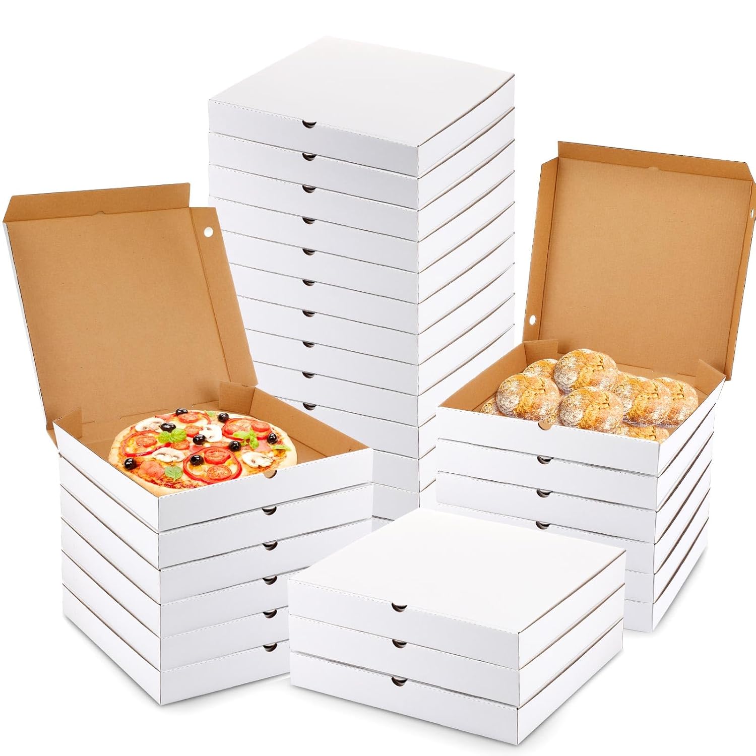 PerKoop 100 cajas de pizza de 10 x 10 pulgadas, caja de pizza vacía a granel, caja cuadrada de cartón para pizza, caja de pizza reutilizable,