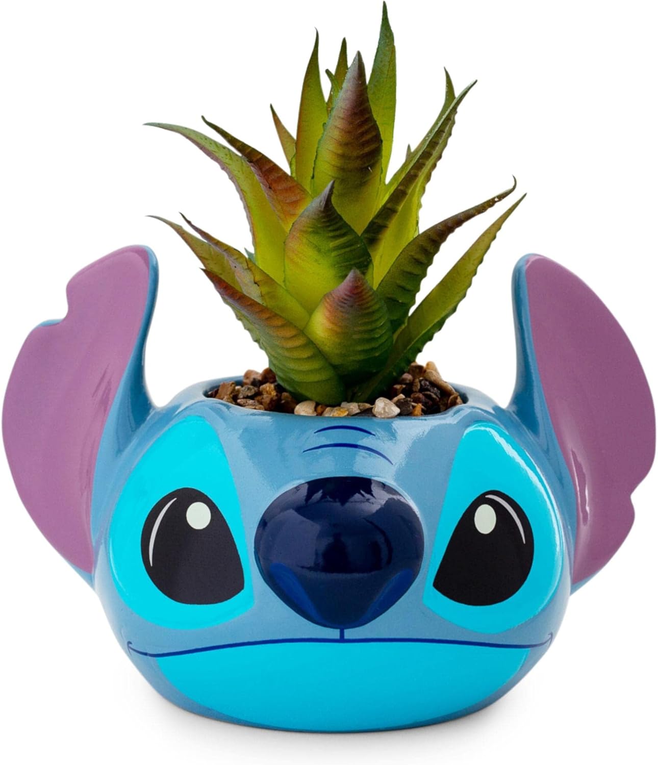 Silver Buffalo Lilo and Stitch – Planta decorativa de imitación de cara decorativa en cerámica, tamaño grande