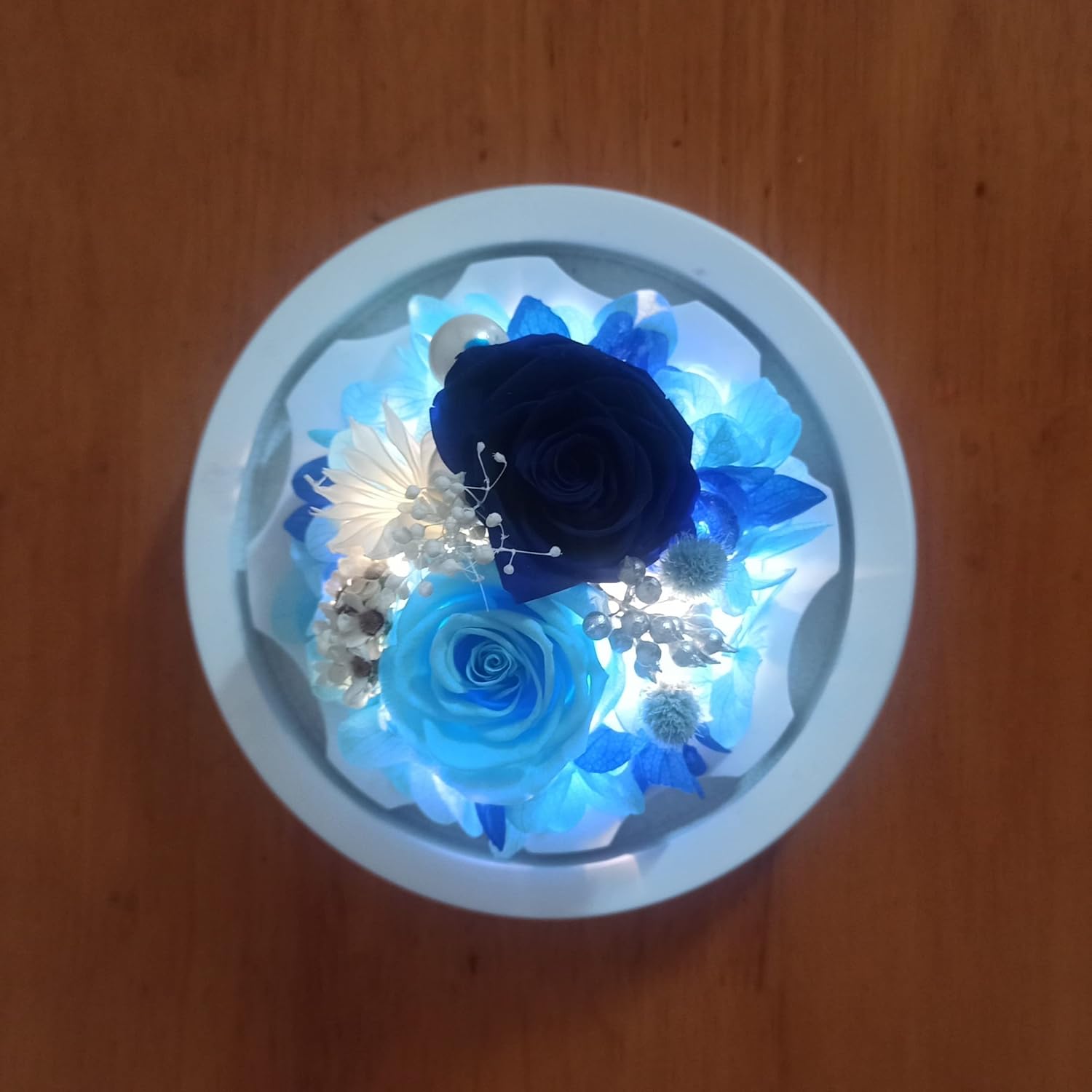 2 pequeñas rosas preservadas con iluminación LED, día de la madre, día de San Valentín, cumpleaños para familiares y amigos, caja de regalo