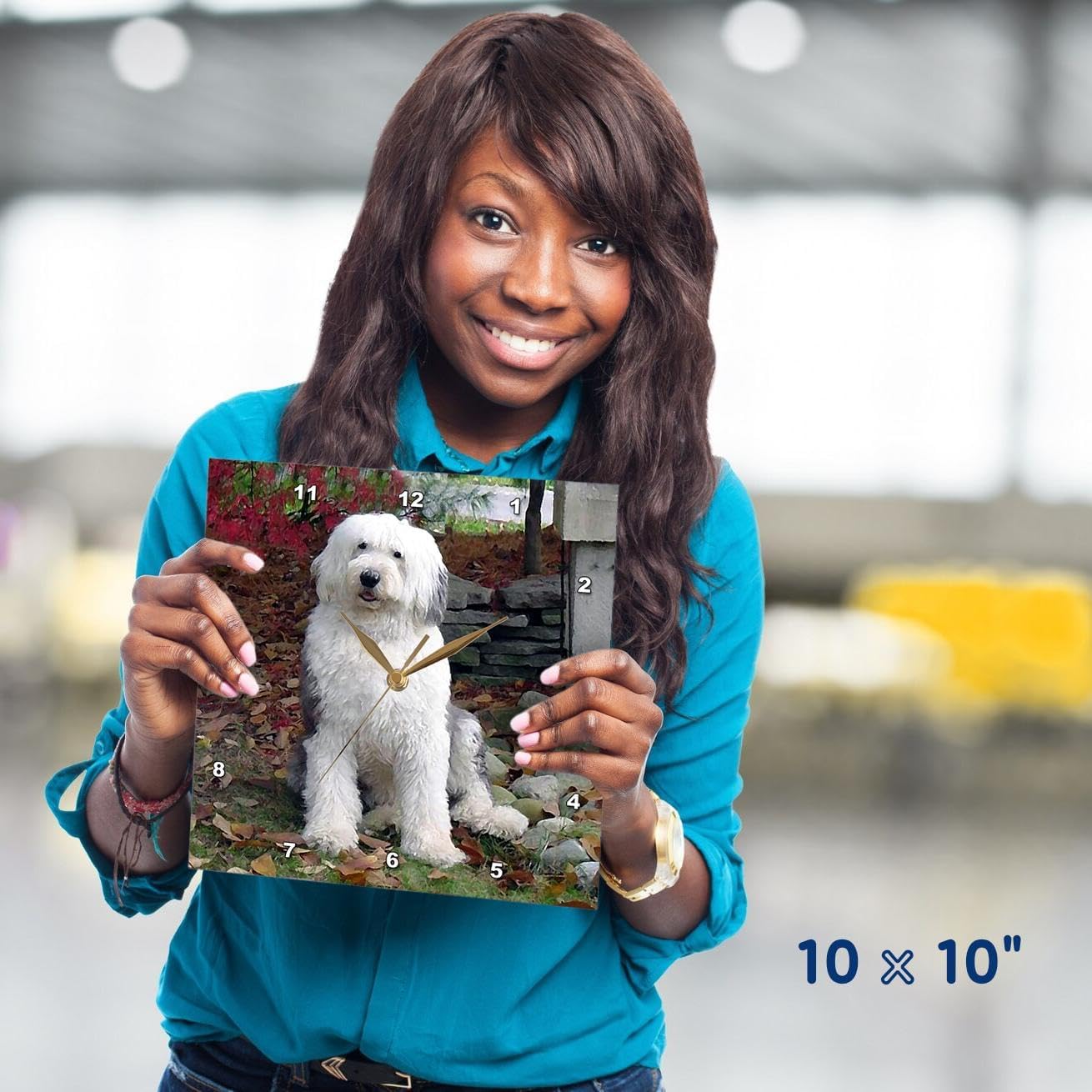 3dRose LLC Old English Sheepdog – Reloj de pared, 10 x 10 pulgadas