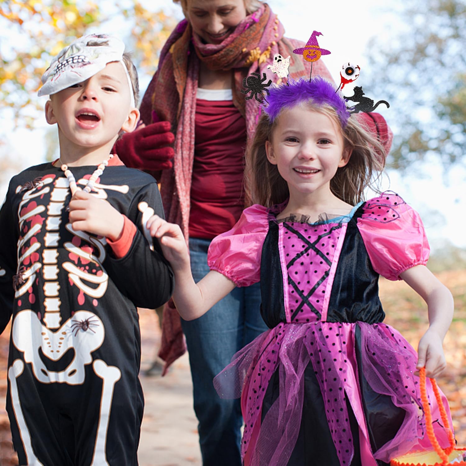 ZEYER Diademas de Halloween a la moda de telaraña, lindo ojo, cabeza de calabaza, calavera y gato, accesorios para el cabello para mujeres y niños,