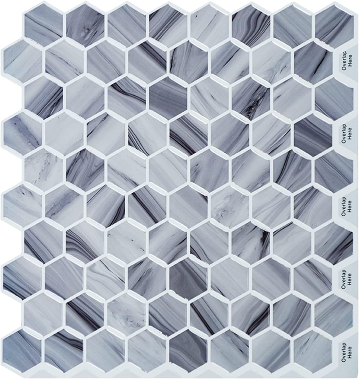 HOMEART Azulejo hexagonal gris para salpicaduras en muro, autoadhesivo 3D para cocina, azulejos adhesivos de pared (10 x 10 pulgadas, 10 hojas)