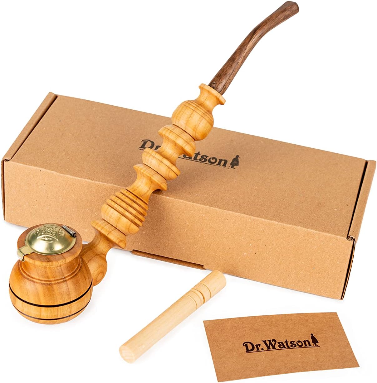 Dr. Watson – Pipas de tabaco de madera, con forma de Churchwarden, hechas a mano con madera natural