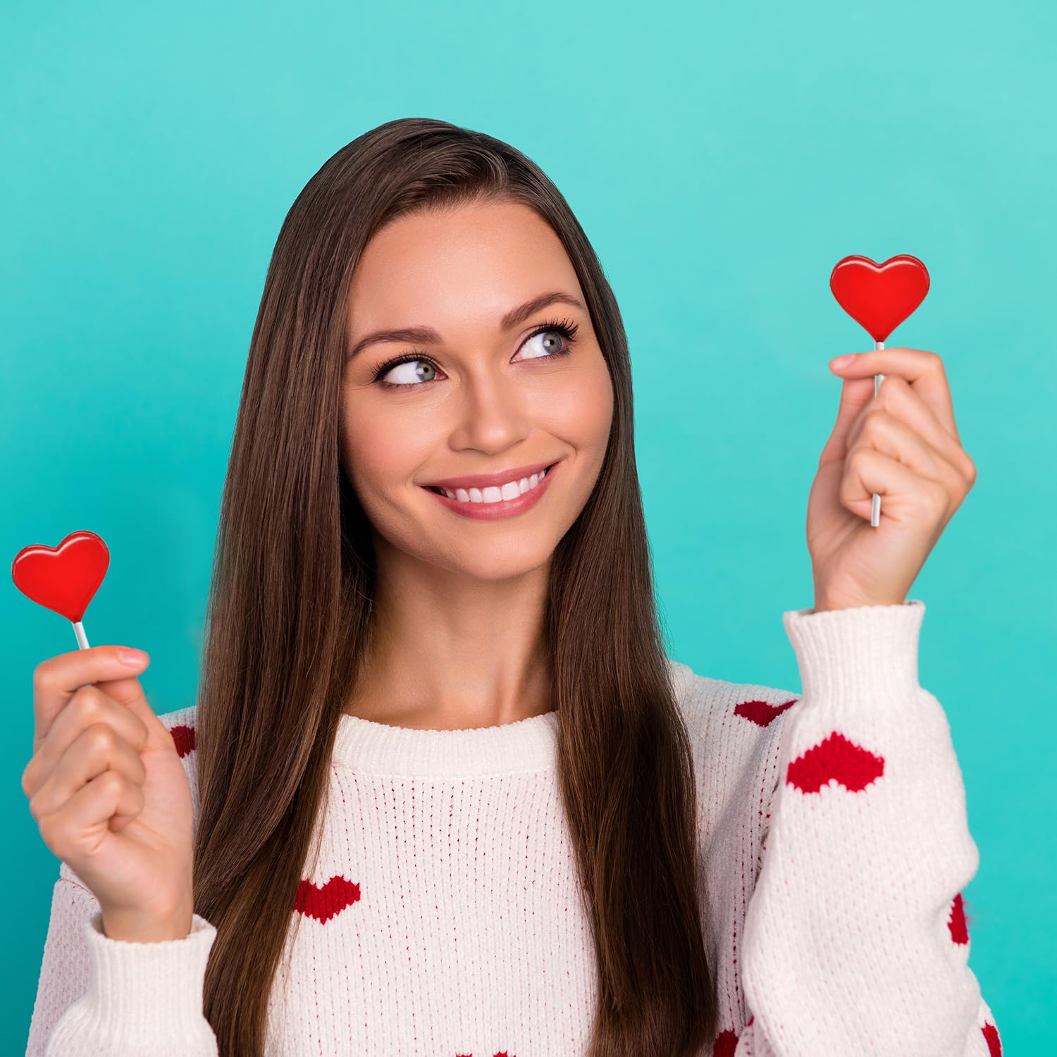 Mini paletas para el día de San Valentín con forma de corazón rojo con sabor a fresa, envueltas individualmente, paletas de 0.18oz, aprox. 40