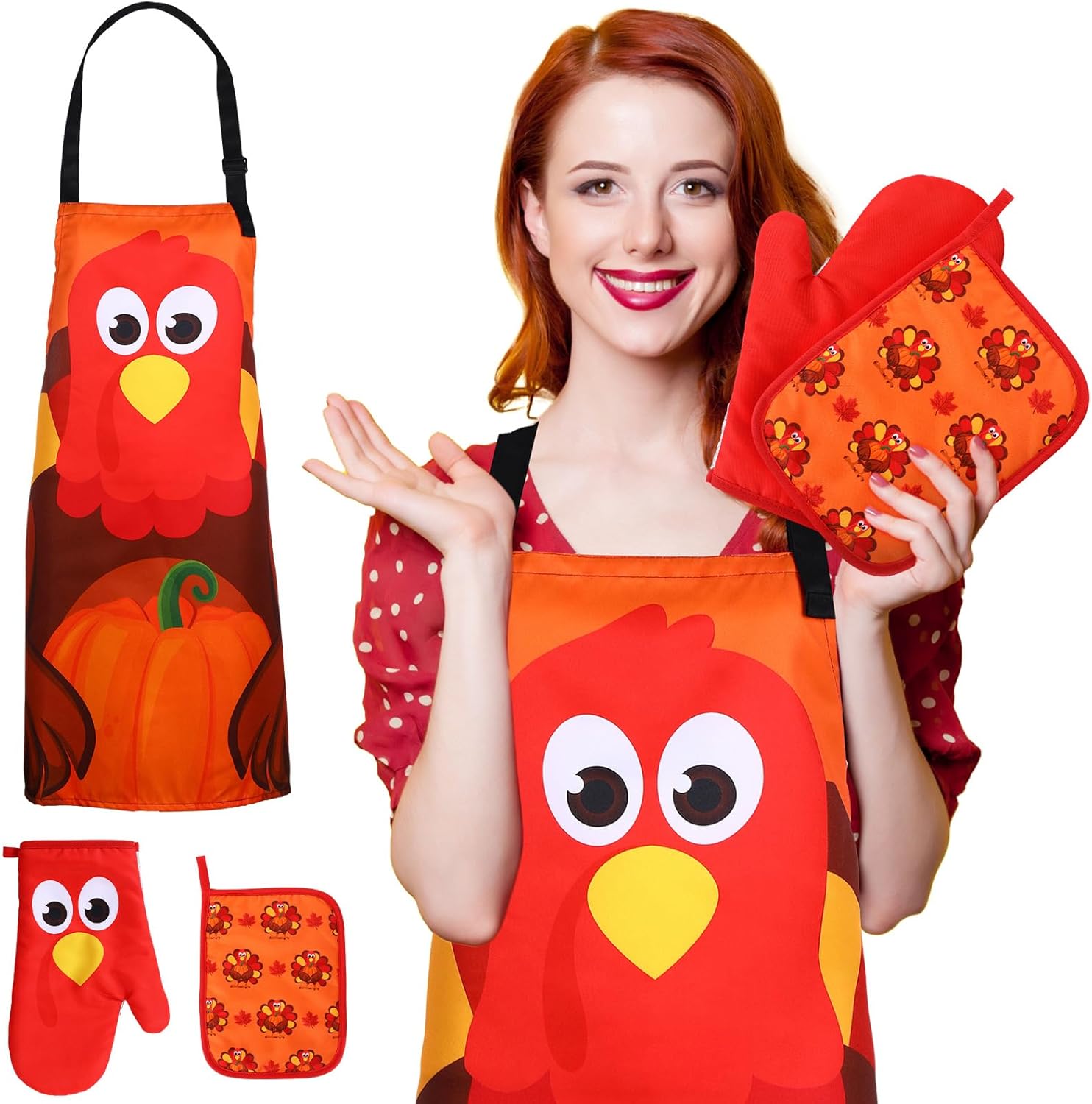 Juego de 3 manoplas de cocina de Acción de Gracias, juego de guantes de cocina de Acción de Gracias, regalo de cocina para mujeres y hombres, Como