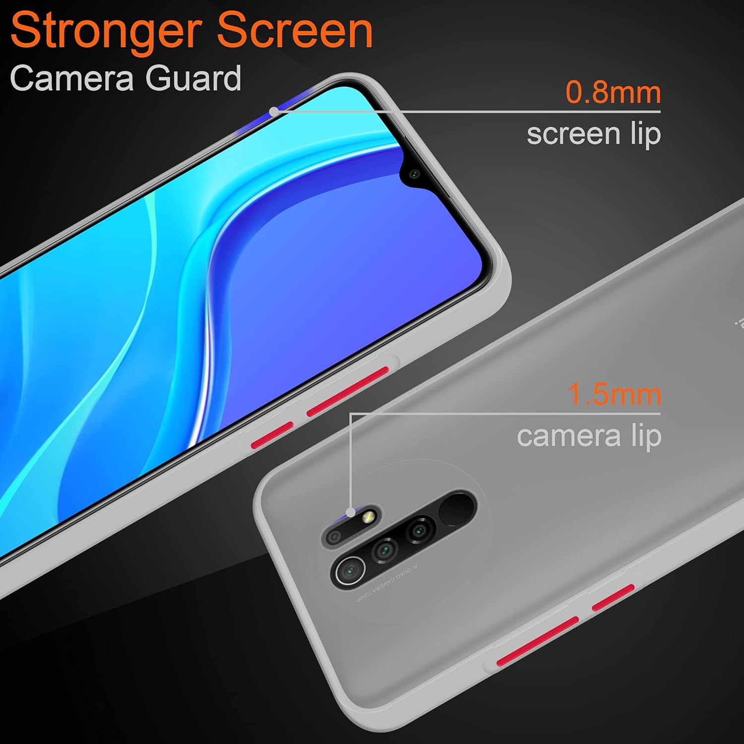 Funda compatible con Xiaomi Redmi 9 en transparente esmerilado – Funda para teléfono móvil con silicona TPU interior y parte trasera de plástico