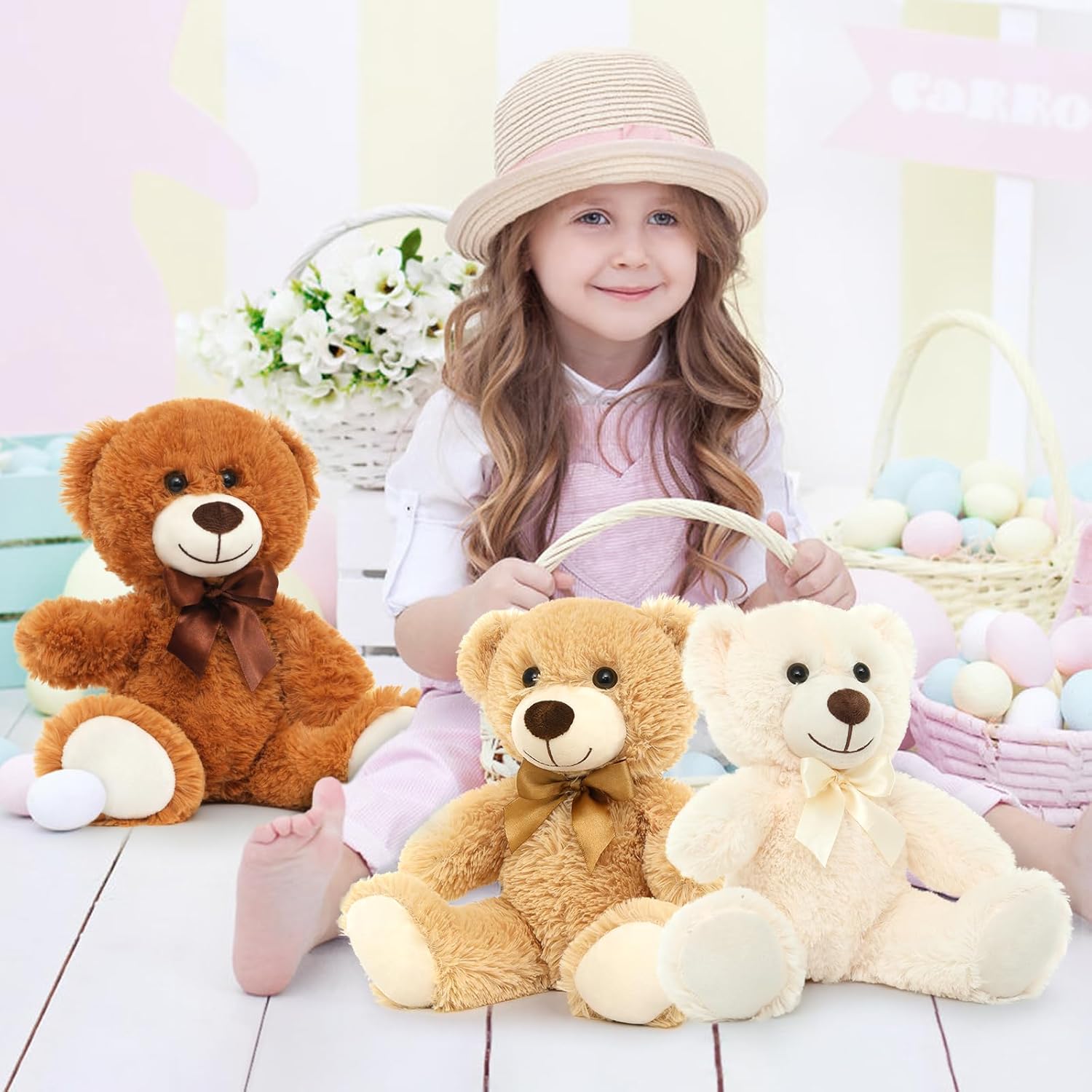 MorisMos Paquete de 15 osos de peluche pequeños de peluche, osos de peluche al por mayor, regalos para niños, oso de peluche de 14 pulgadas a granel