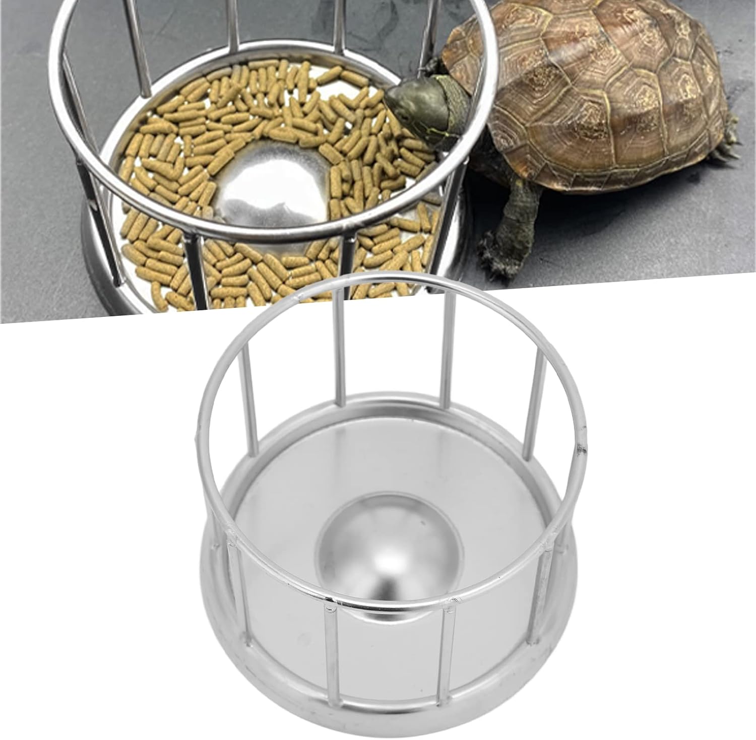 Tazón de alimentación de reptiles, plato de comida de acero inoxidable para reptiles, forma de barandilla, plato de tortuga, bandeja de agua,