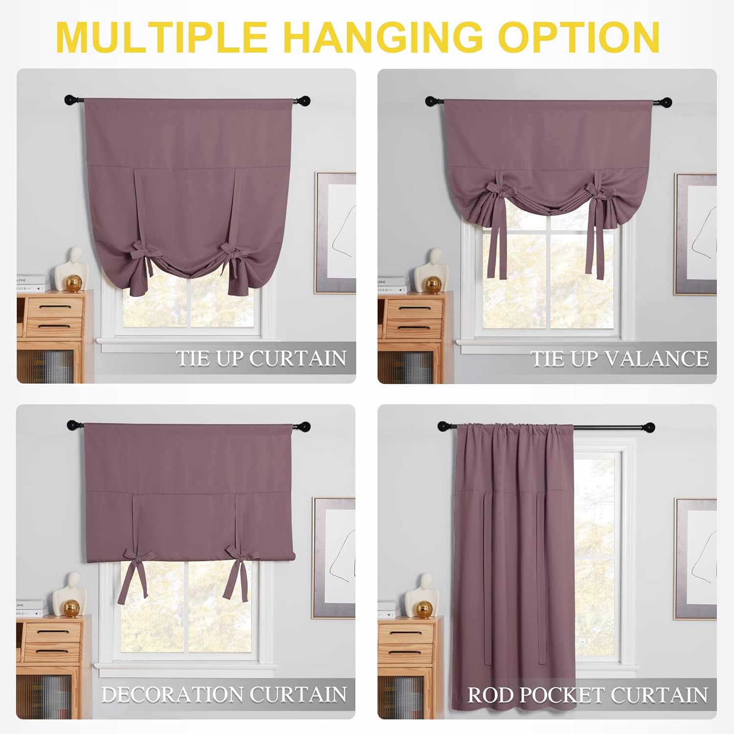 NICETOWN Cortinas opacas romanas con globos, cortinas opacas para guardería, cortinas térmicas de longitud corta para oscurecer la habitación,