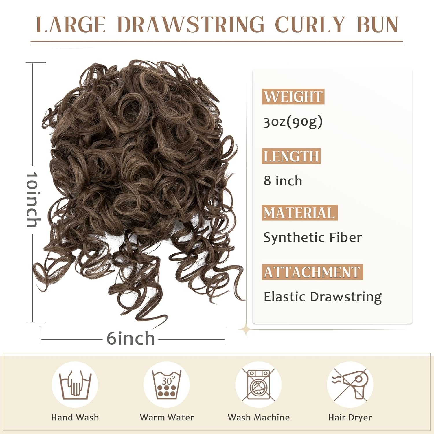 Benehair Moño desordenado para mujer, cordón elástico, suelto, ondulado, rizado, extensión de cola de caballo, extensiones de cabello sintético para