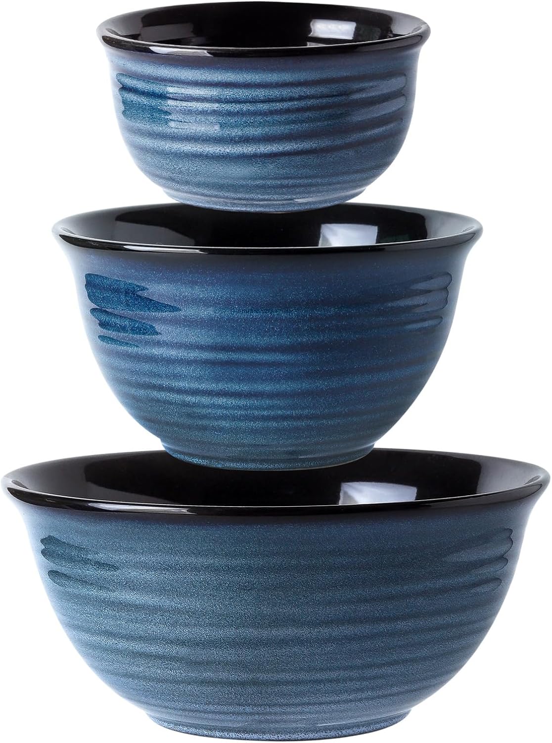 Tikooere – Juego de 3 cuencos de cerámica para cocina, cuencos anidables grandes para cocinar, hornear, platos versátiles para almacenamiento de
