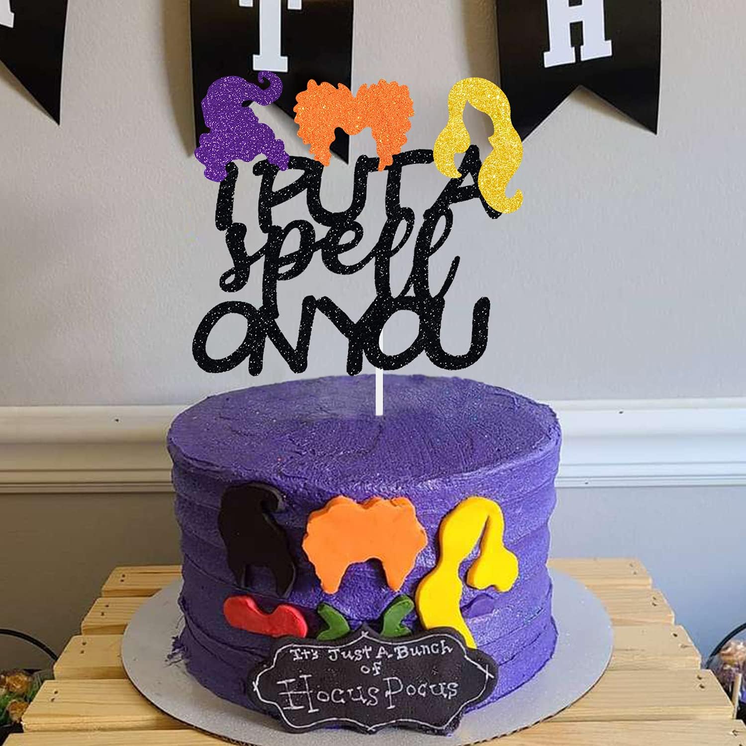 Decoración para tartas de Halloween con texto en inglés “I Put A Spell On You”, decoración de fiesta de Halloween, hocus para magdalenas,