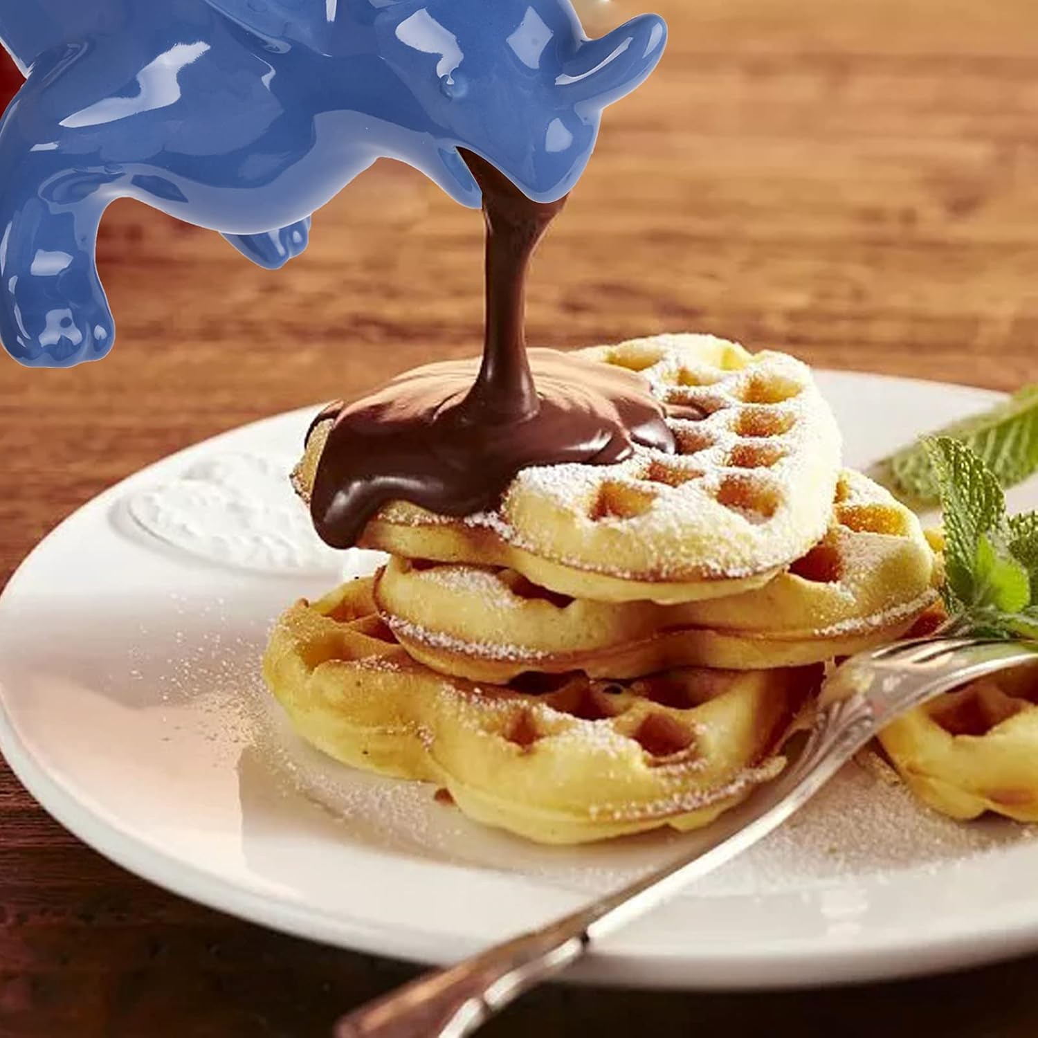 Vencer Gravy Boat Funny Novelty Stegosaurus Salsa Salsa Boat, para caldo, leche, aderezos para ensaladas, crema, azul, VHG-002B