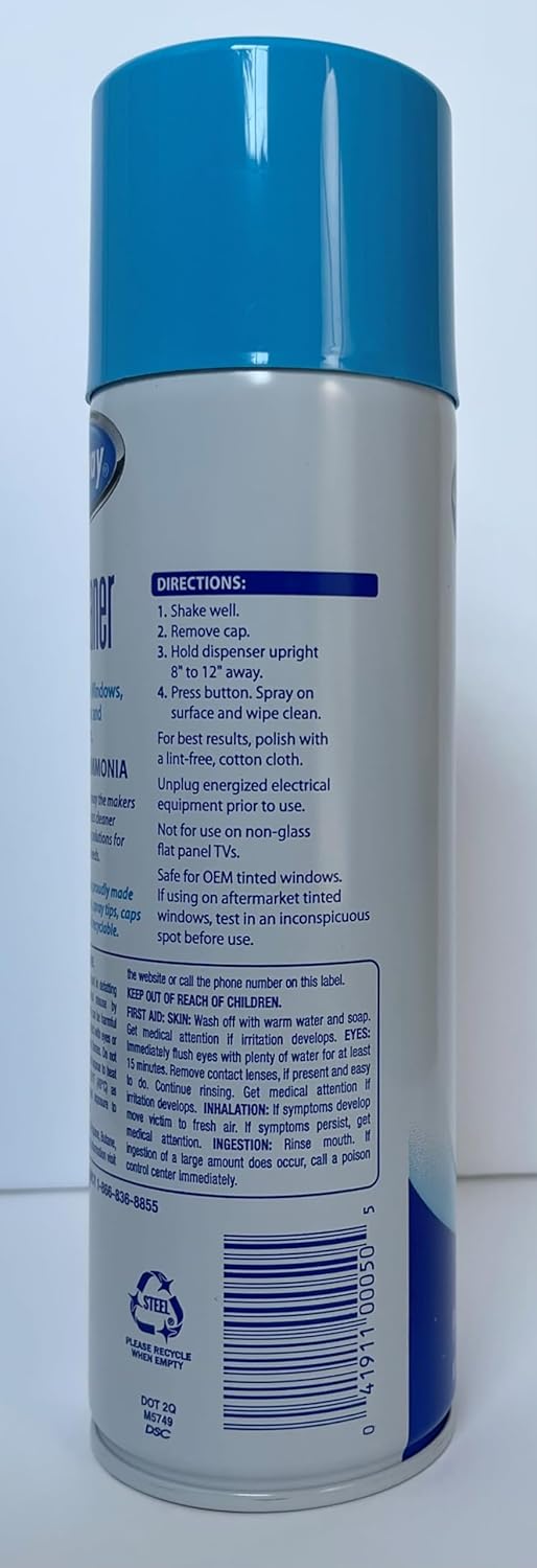 Scrubbing Bubbles – Lucha contra la suciedad de baño, aroma Rainshower, paquete de 4 latas de 25 onzas y limpiador de vidrio en aerosol, 4 latas de