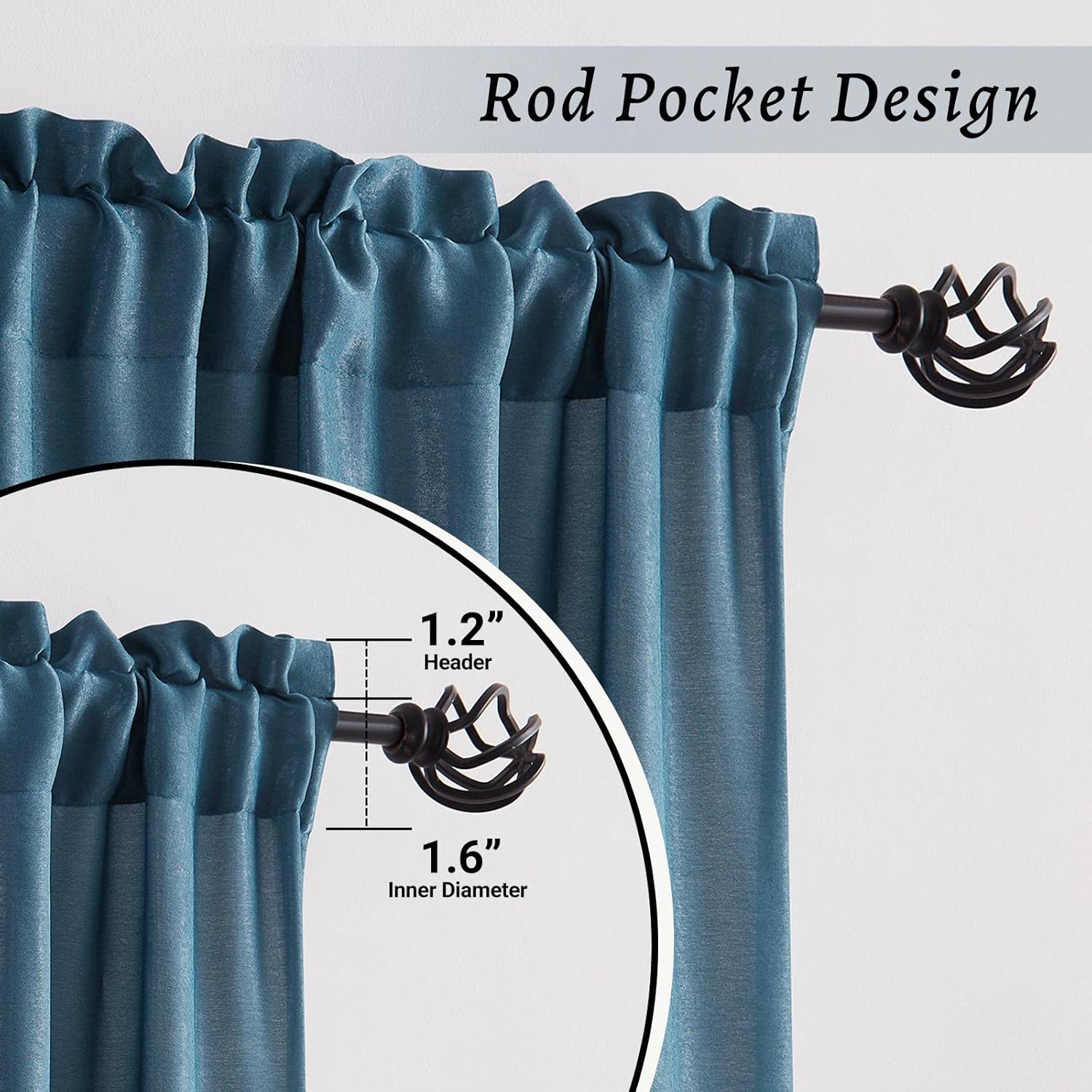 Melodieux Cortinas semitransparentes aterciopeladas azul oscuro de 84 pulgadas de largo para dormitorio, sala de estar, textura de algodón natural,