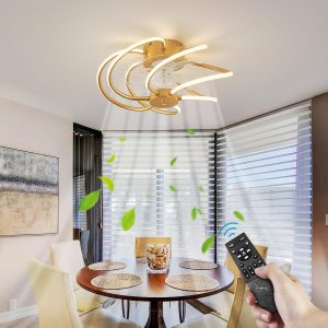 Moderno ventilador de techo remoto inteligente para dormitorio de 19.7 pulgadas con luz LED, lámpara de montaje empotrado de perfil bajo con Moderno ventilador de techo remoto inteligente para dormitorio de 19.7 pulgadas con luz LED, lámpara de montaje empotrado de perfil bajo con