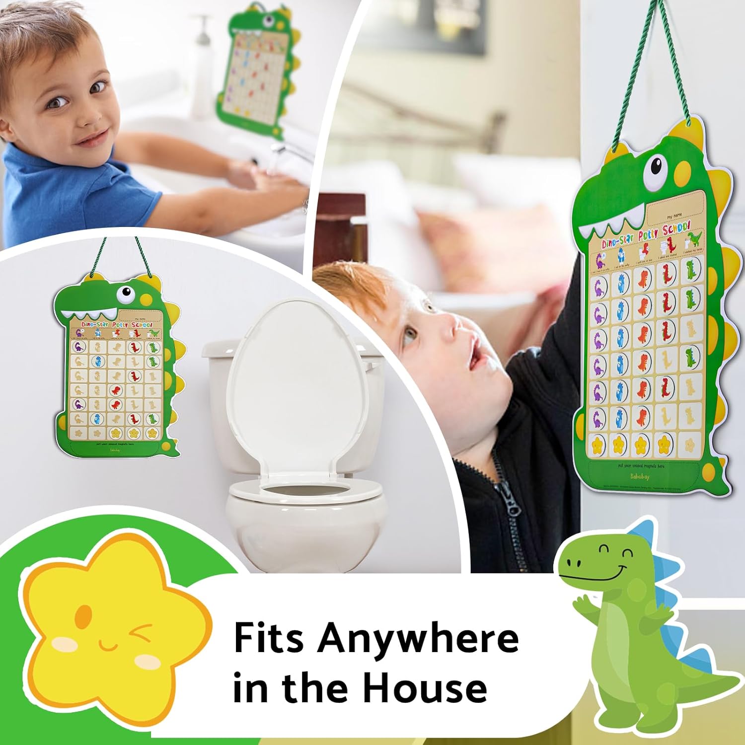 Tabla de entrenamiento para ir al baño para niños pequeños y niñas, una tabla de orinal de dinosaurios con 35 calcomanías magnéticas reutilizables