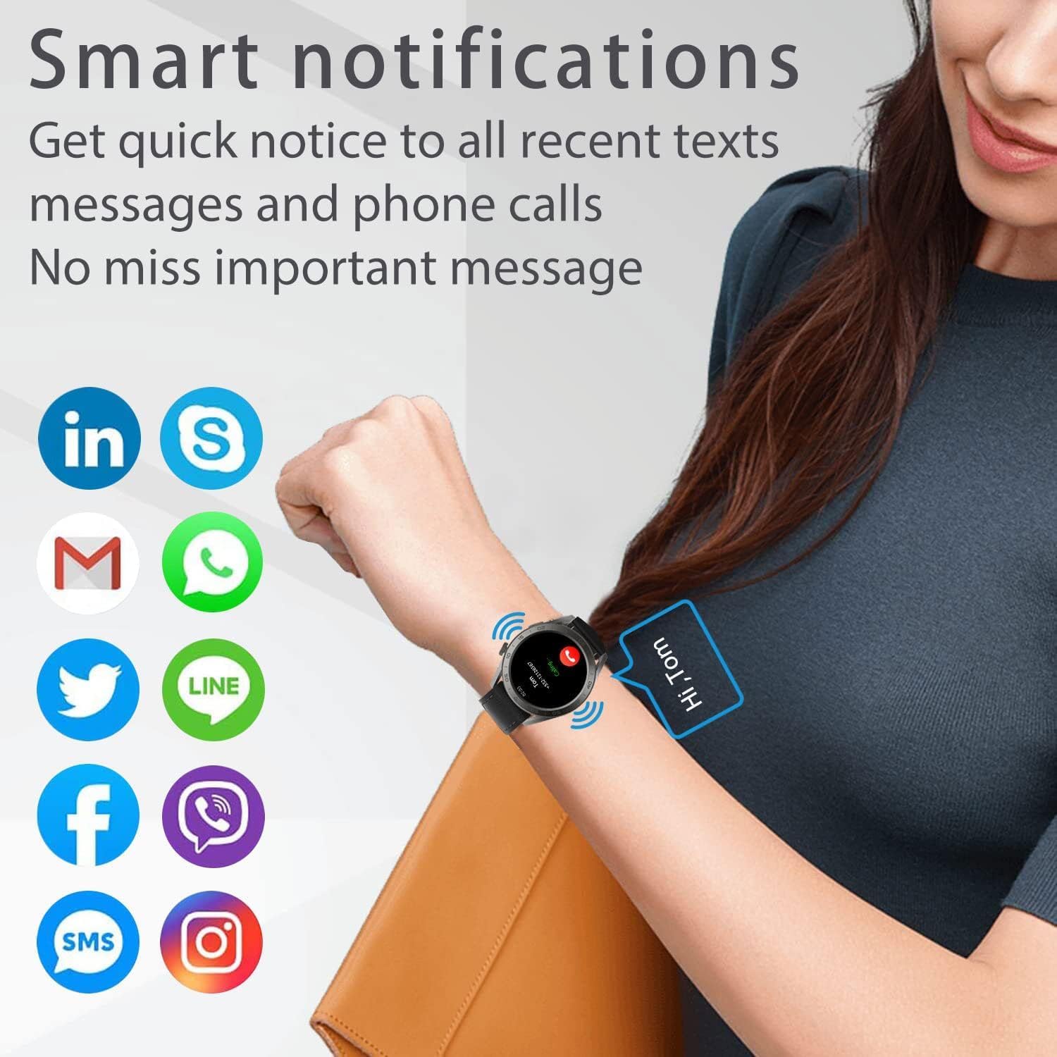 Aimery Reloj inteligente para hombres y mujeres, reloj inteligente con monitor de sueño de frecuencia cardíaca de oxígeno en sangre, reloj