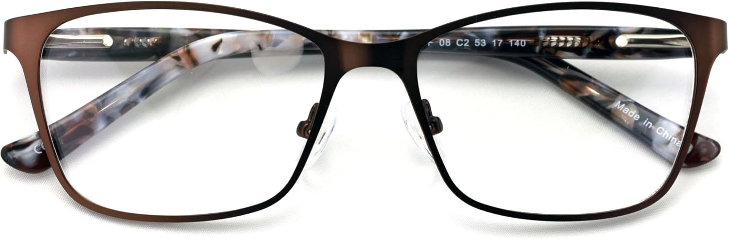 Gafas de lectura de acero inoxidable de moda para mujer, marco de lente transparente, lector de metal